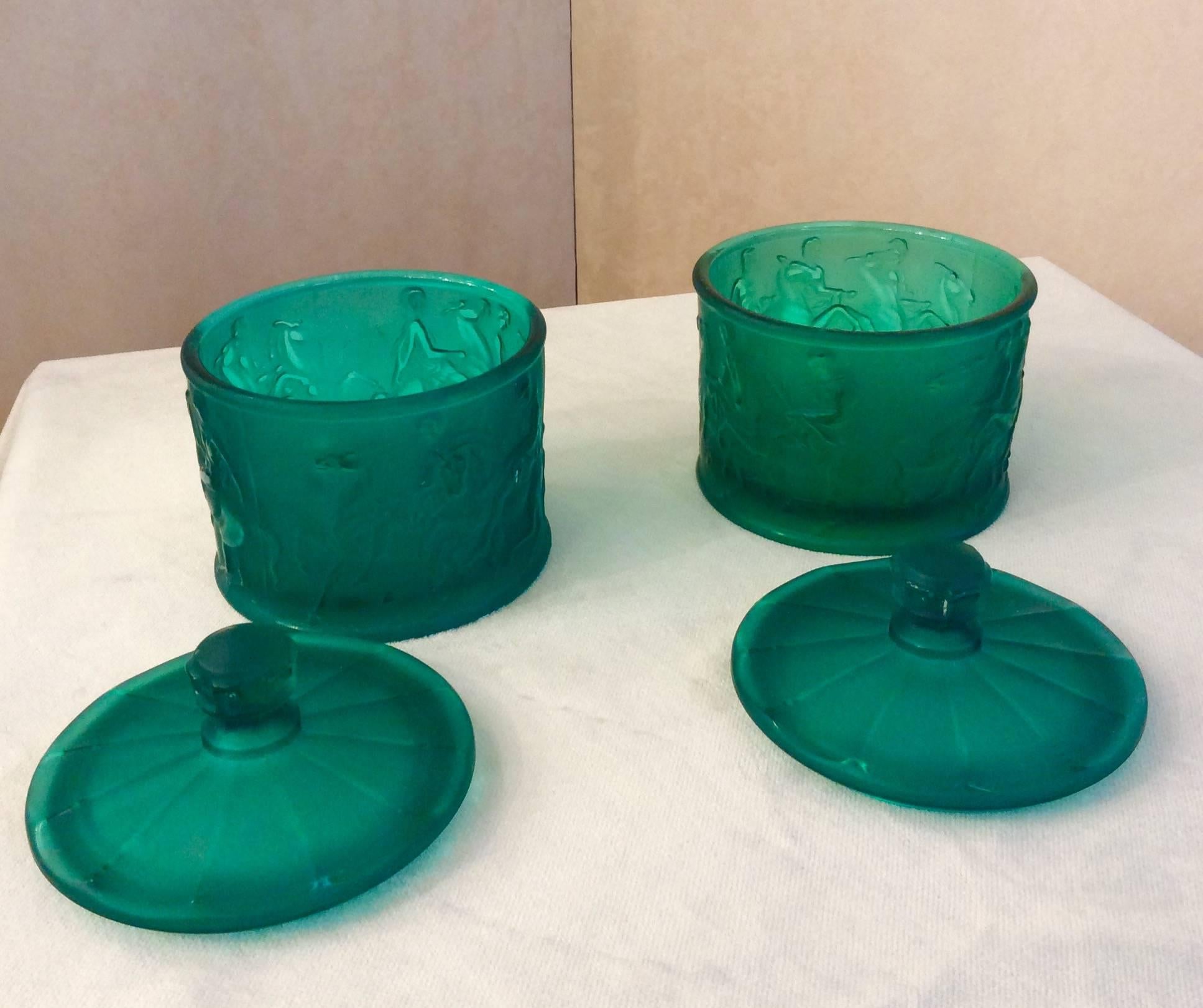 Set of Four Art Deco Murano Glass Cylinder Boxes, Venini, 1930 4