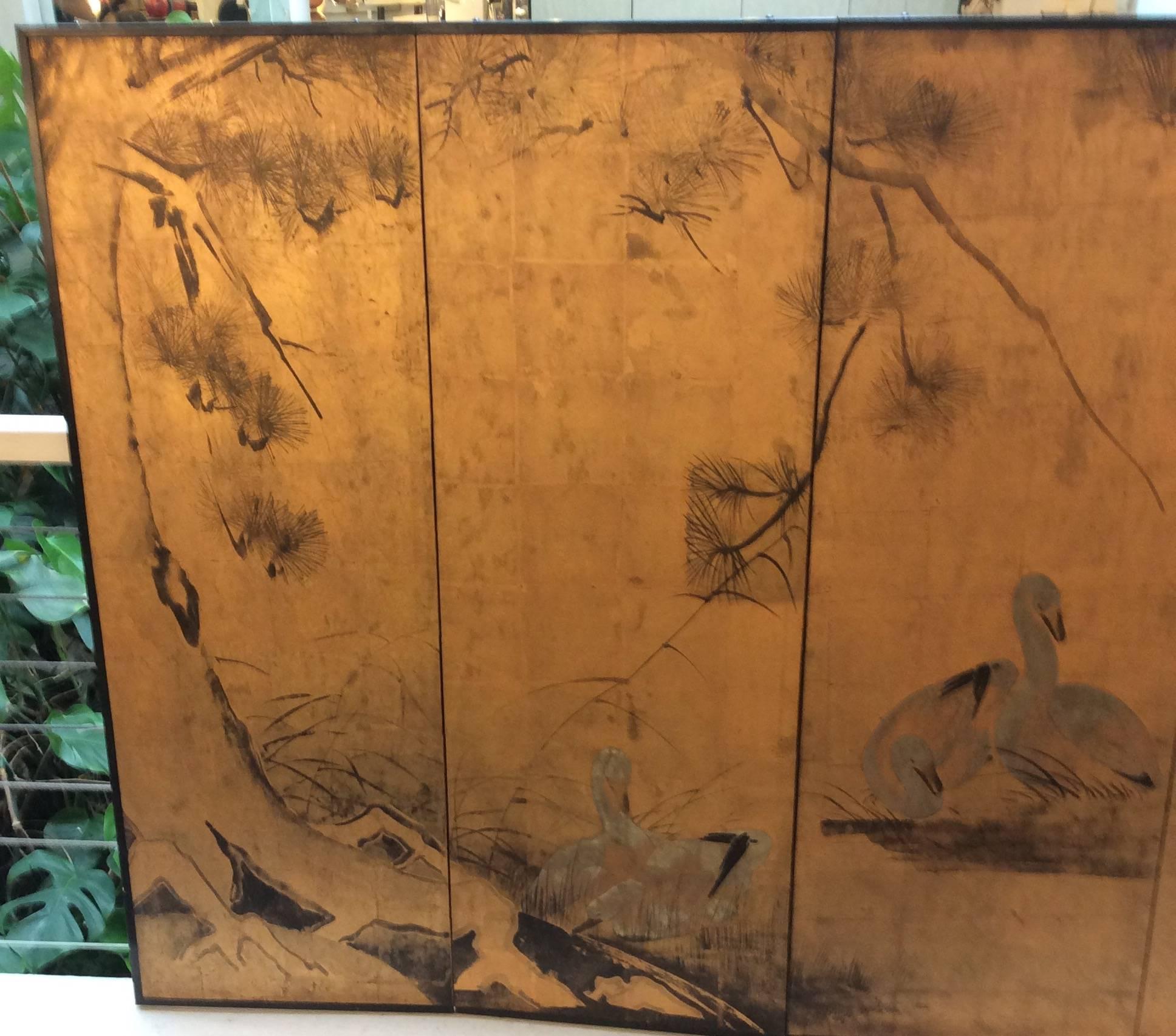 1960 Four-Panel Hand-Painted Screen 3