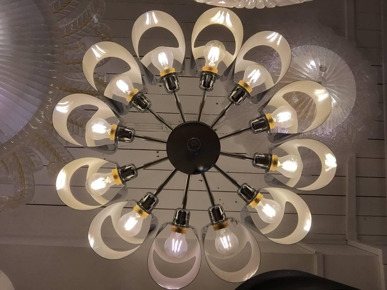 Italian Chandelier in Stainless Steel, 1970 In Excellent Condition In London, GB