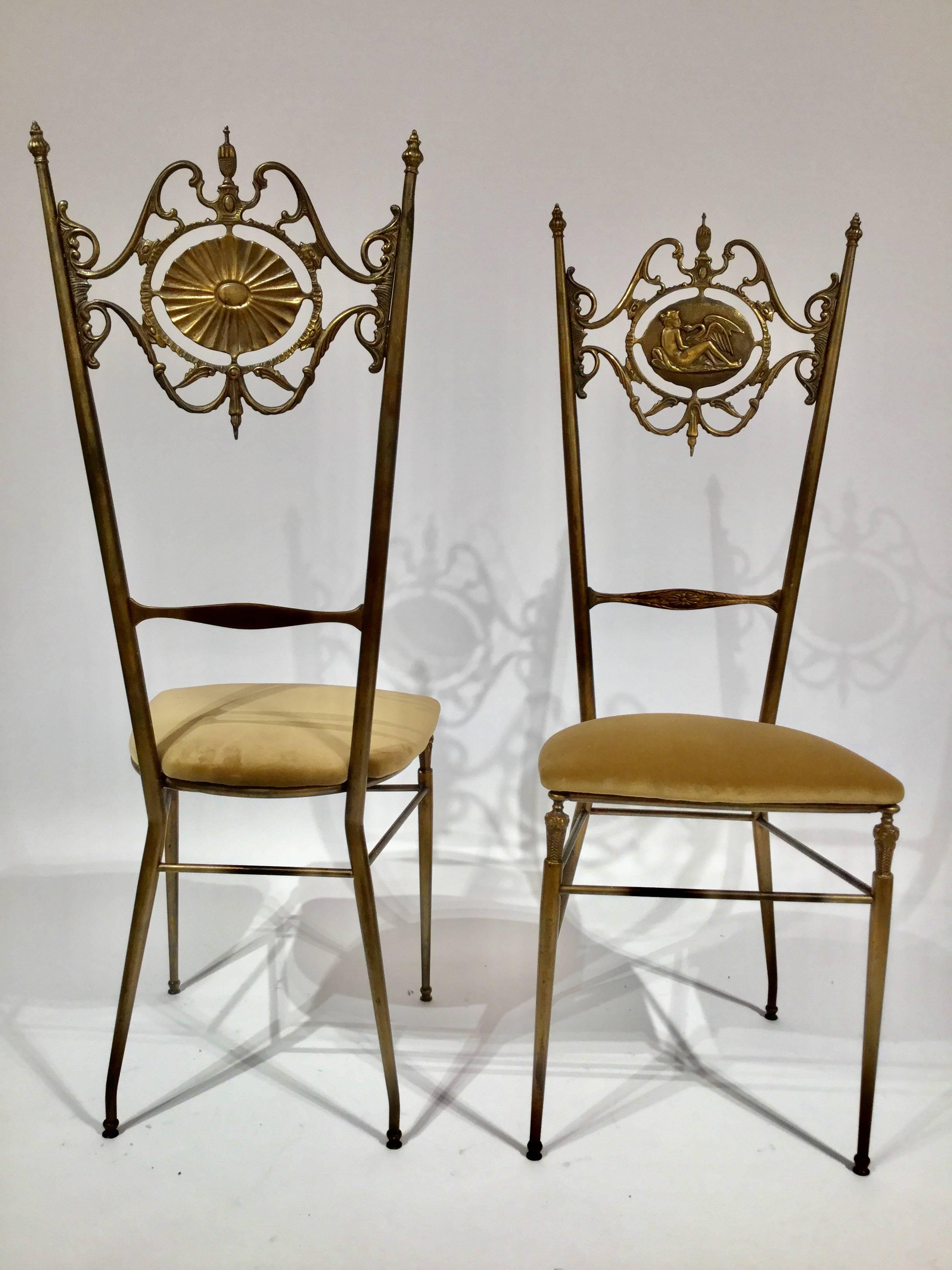 Italian Chiavari Neoclassical Brass Chairs, circa 1950 In Excellent Condition In London, GB
