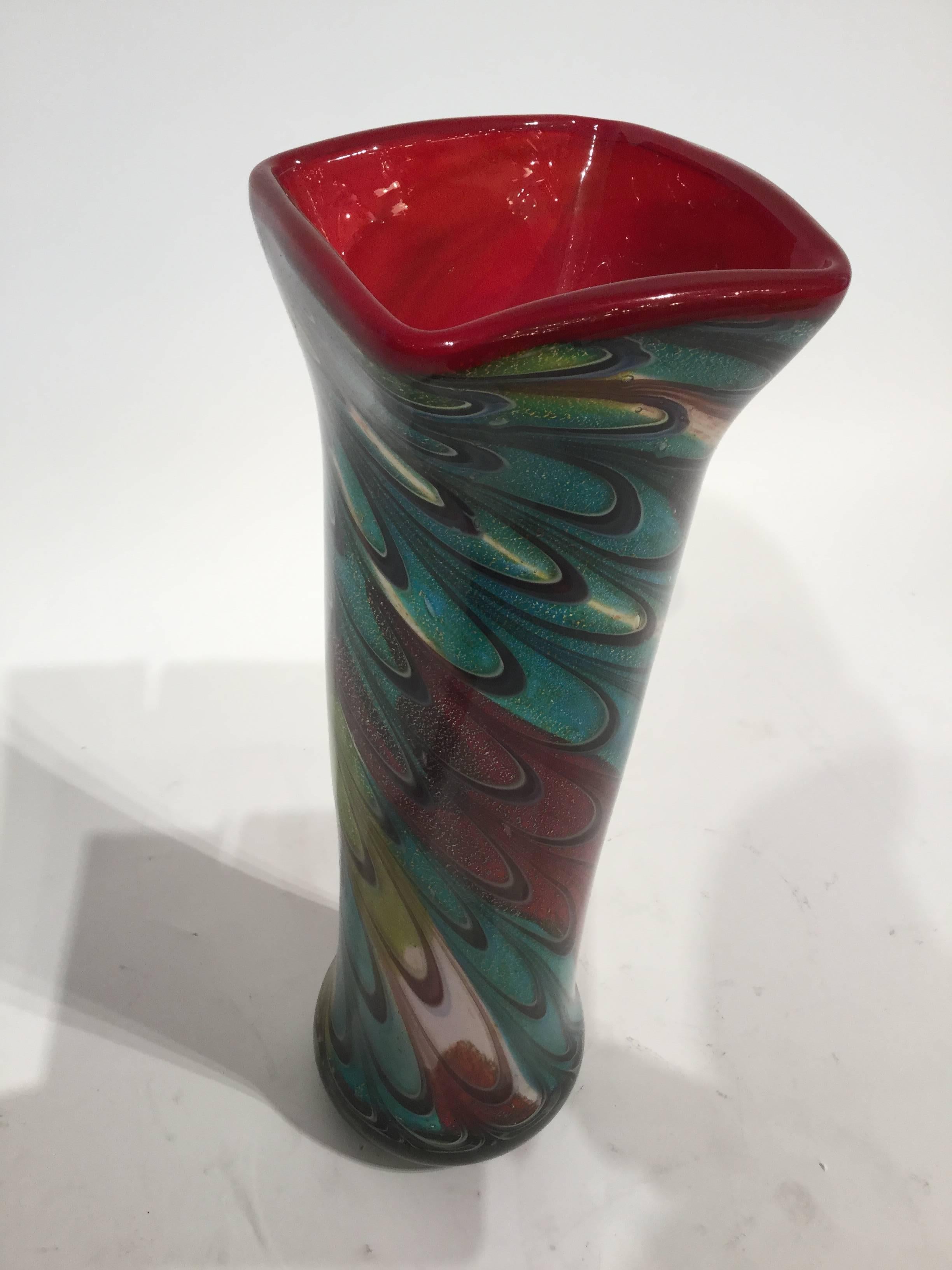 Modern Murano Glass Tall Vase, 1980 For Sale