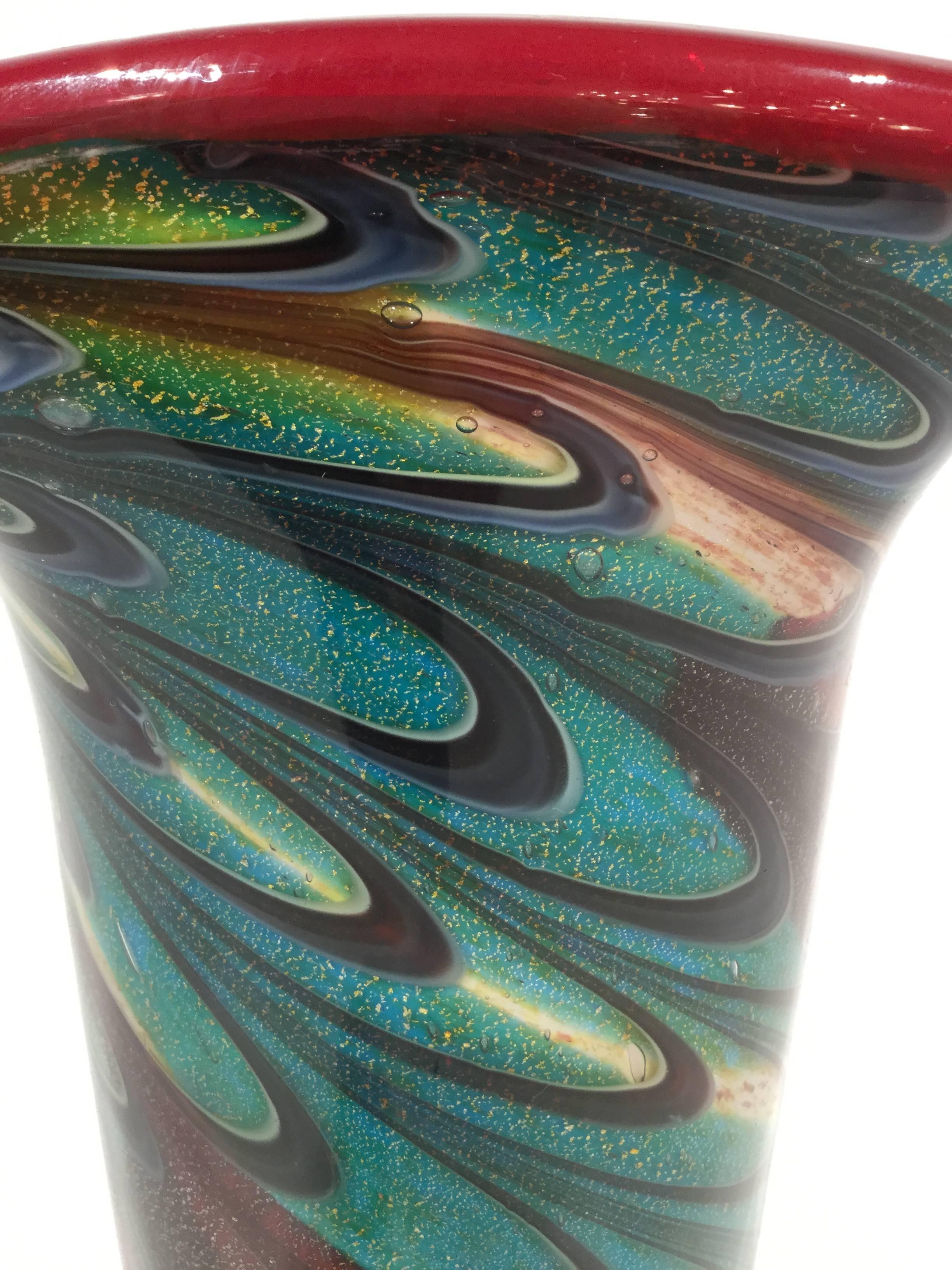 Italian Murano Glass Tall Vase, 1980