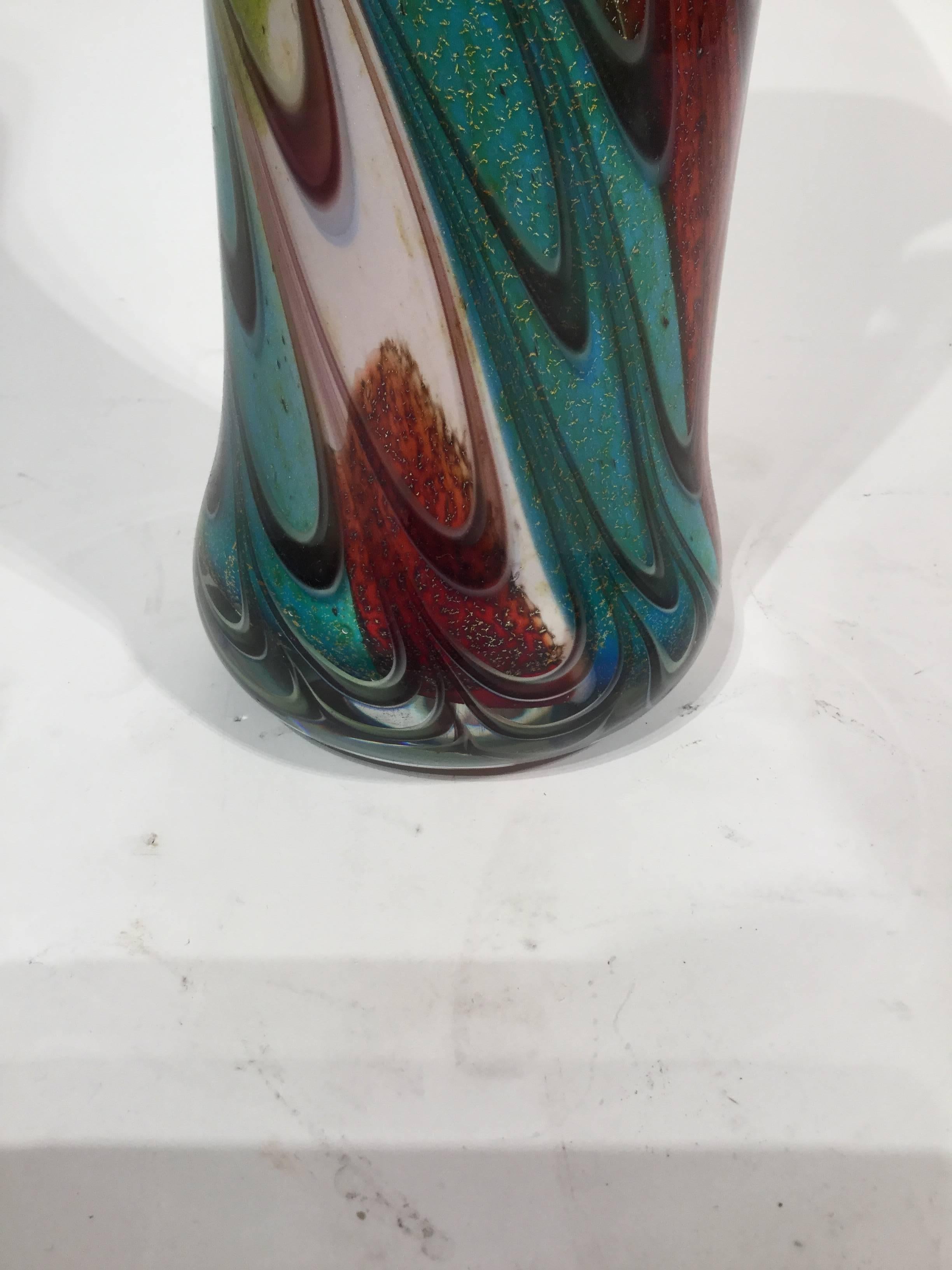 Murano Glass Tall Vase, 1980 In Excellent Condition For Sale In London, GB