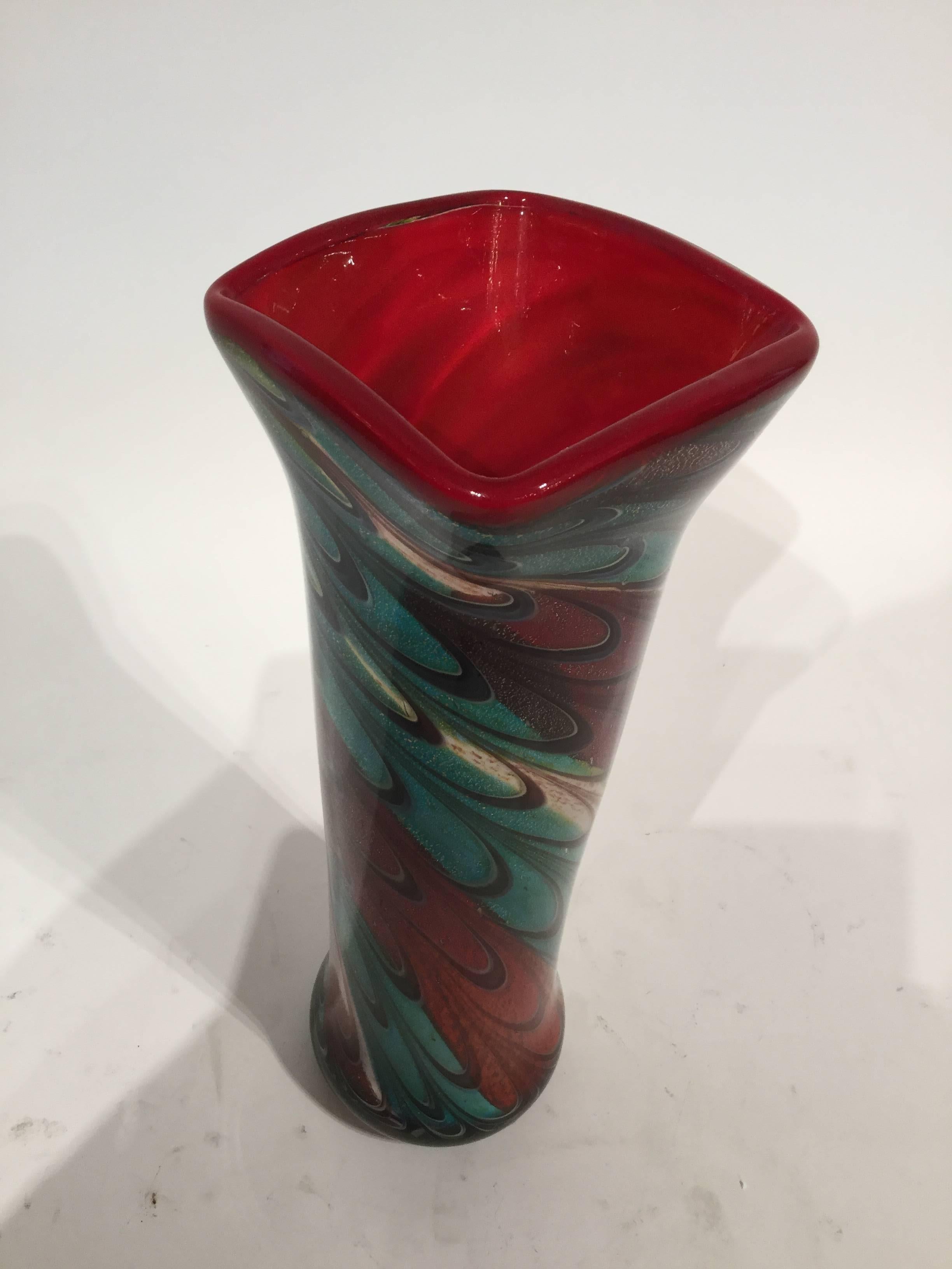 Murano Glass Tall Vase, 1980 For Sale 2