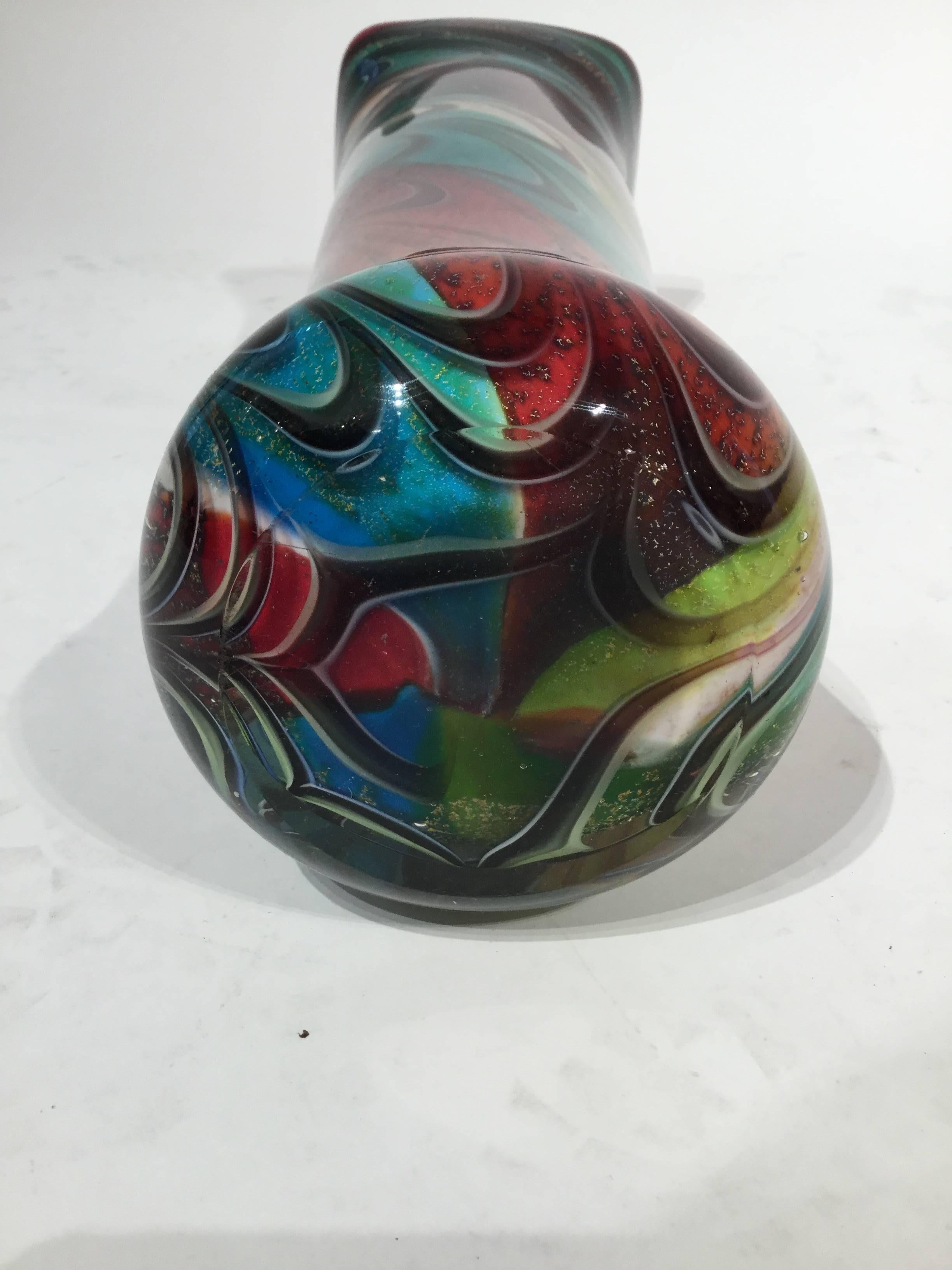 Murano Glass Tall Vase, 1980 For Sale 3