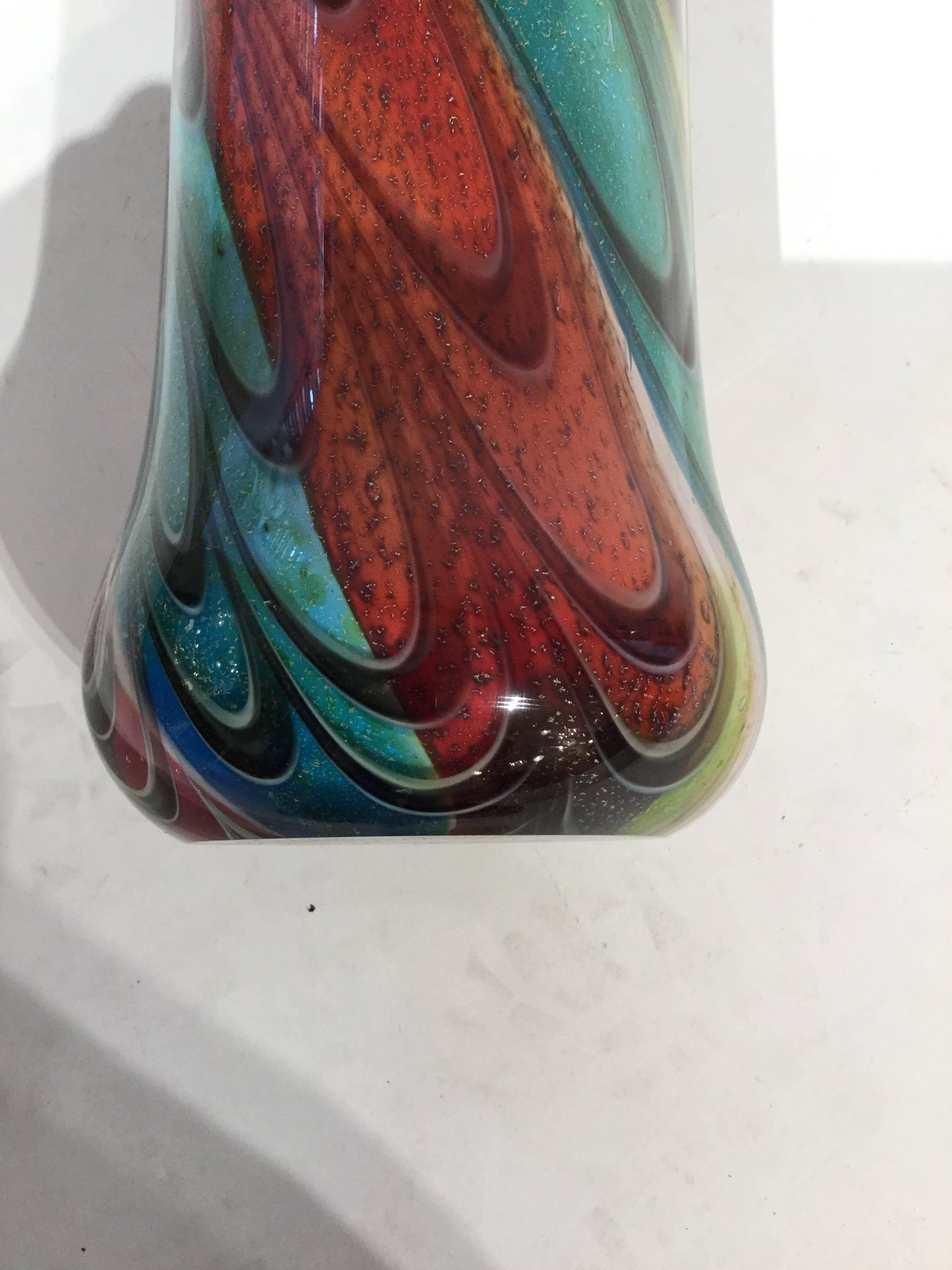 Murano Glass Tall Vase, 1980 For Sale 4