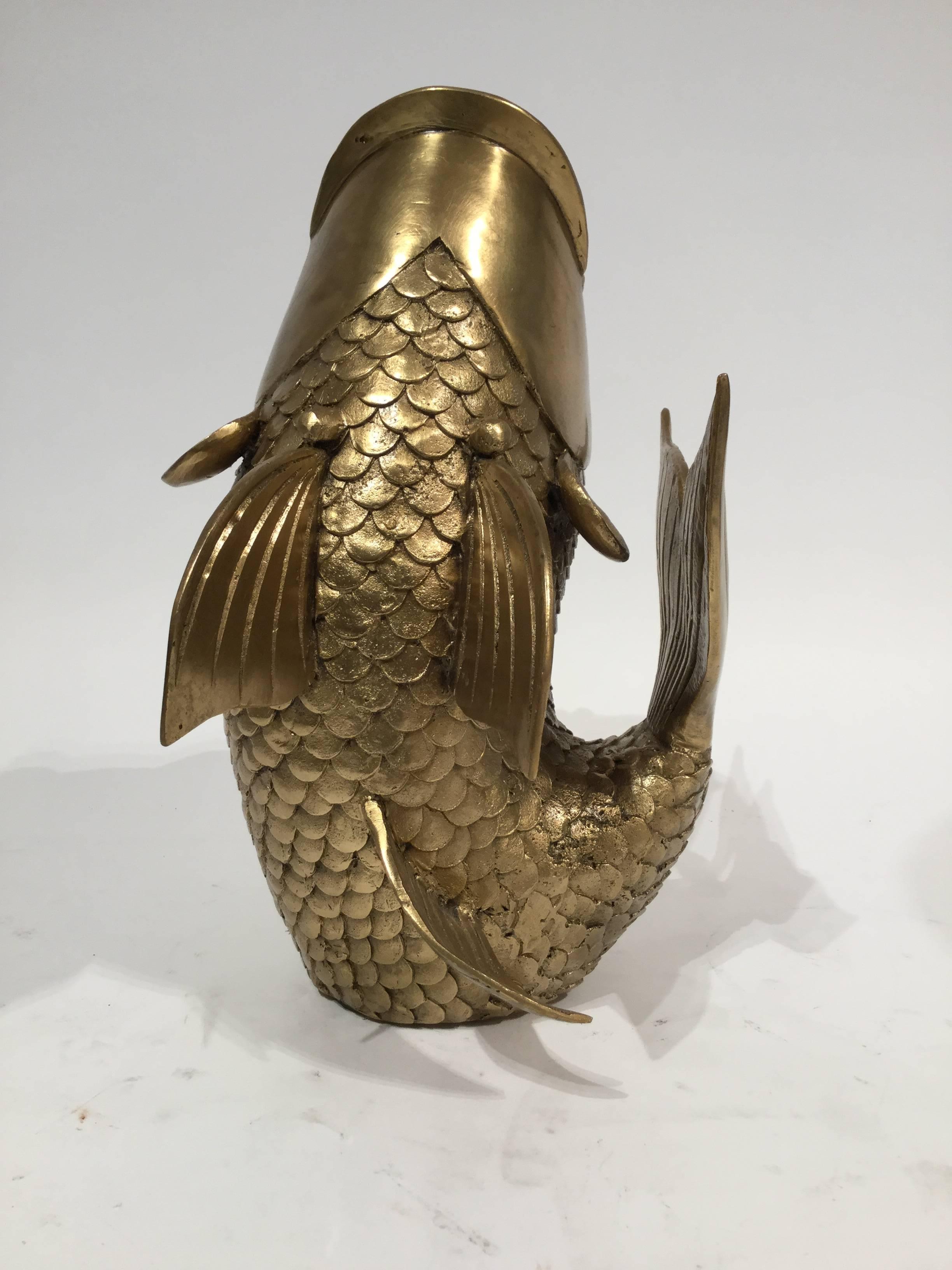 An Italian designed bronze sculpture in form of a fish, circa 1970.