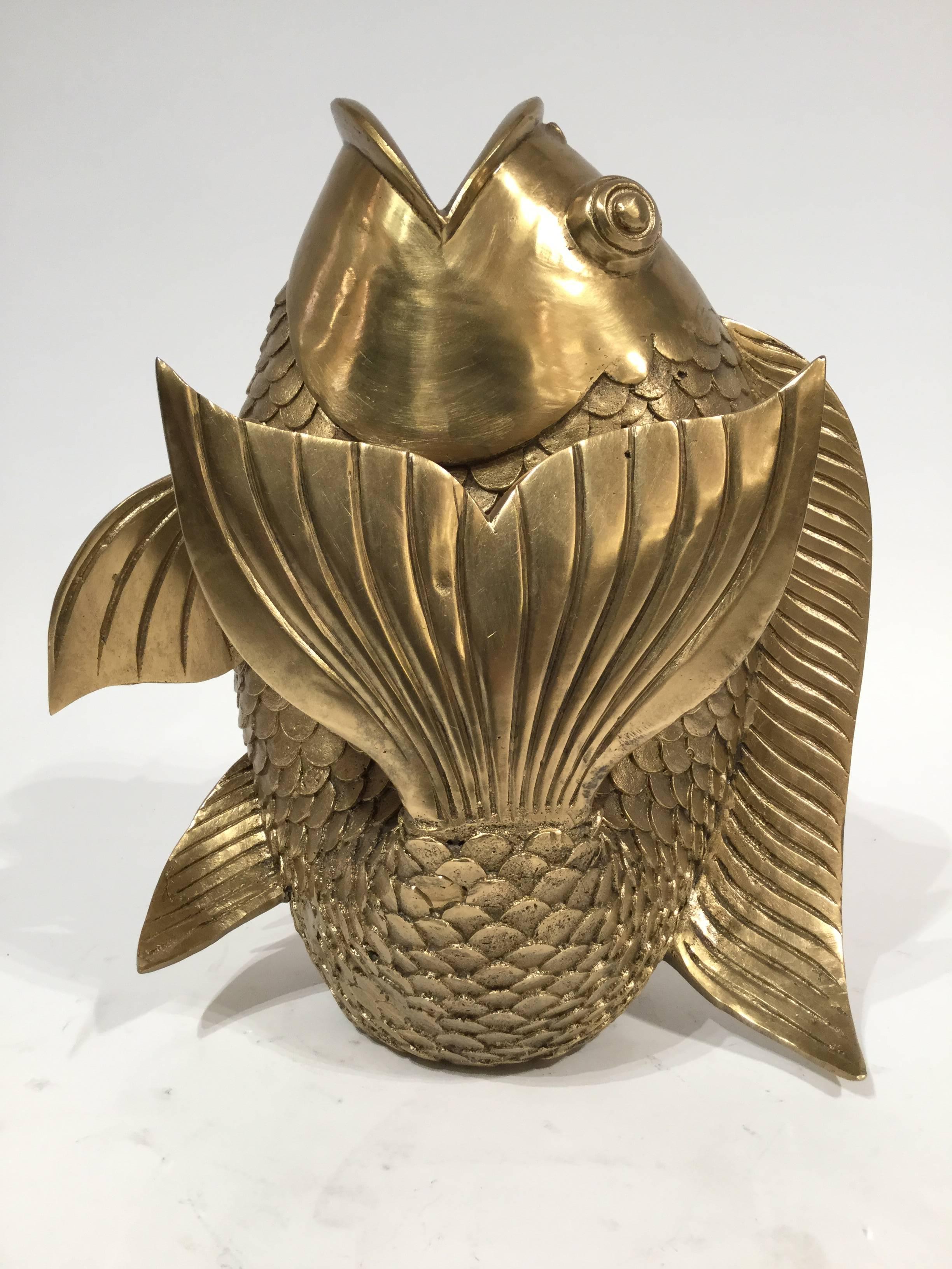 Modern Italian Sculpture in Bronze in the Form of a Fish, 1970