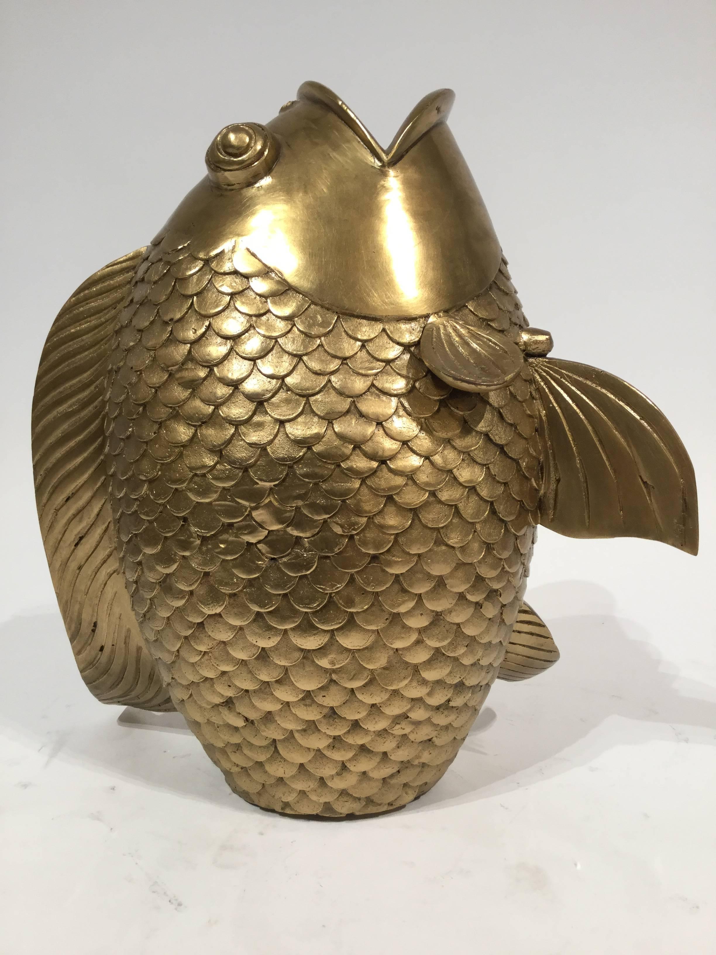 20th Century Italian Sculpture in Bronze in the Form of a Fish, 1970