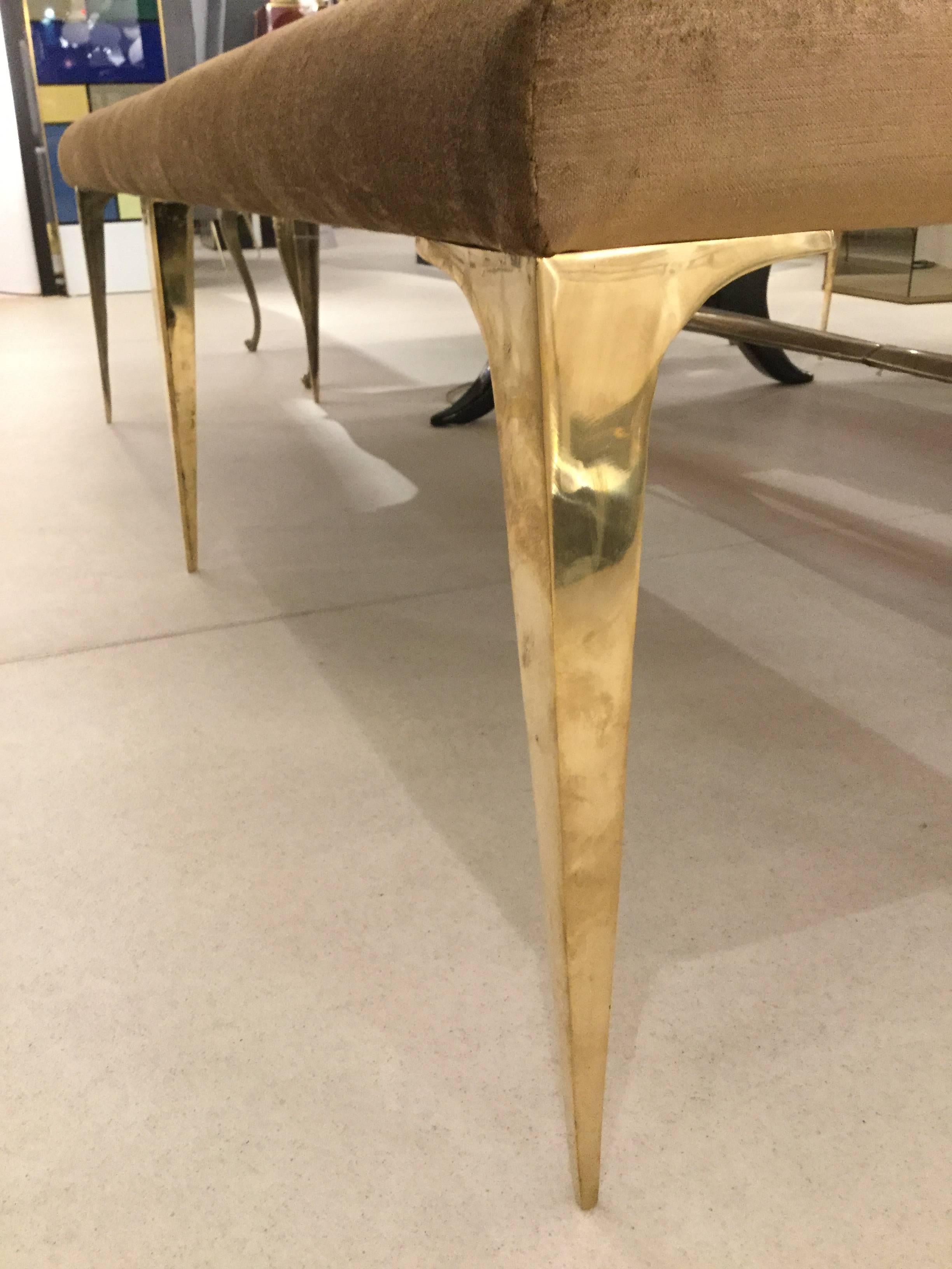  Italian Bench Bronze Legs Velvet Upholstery 2