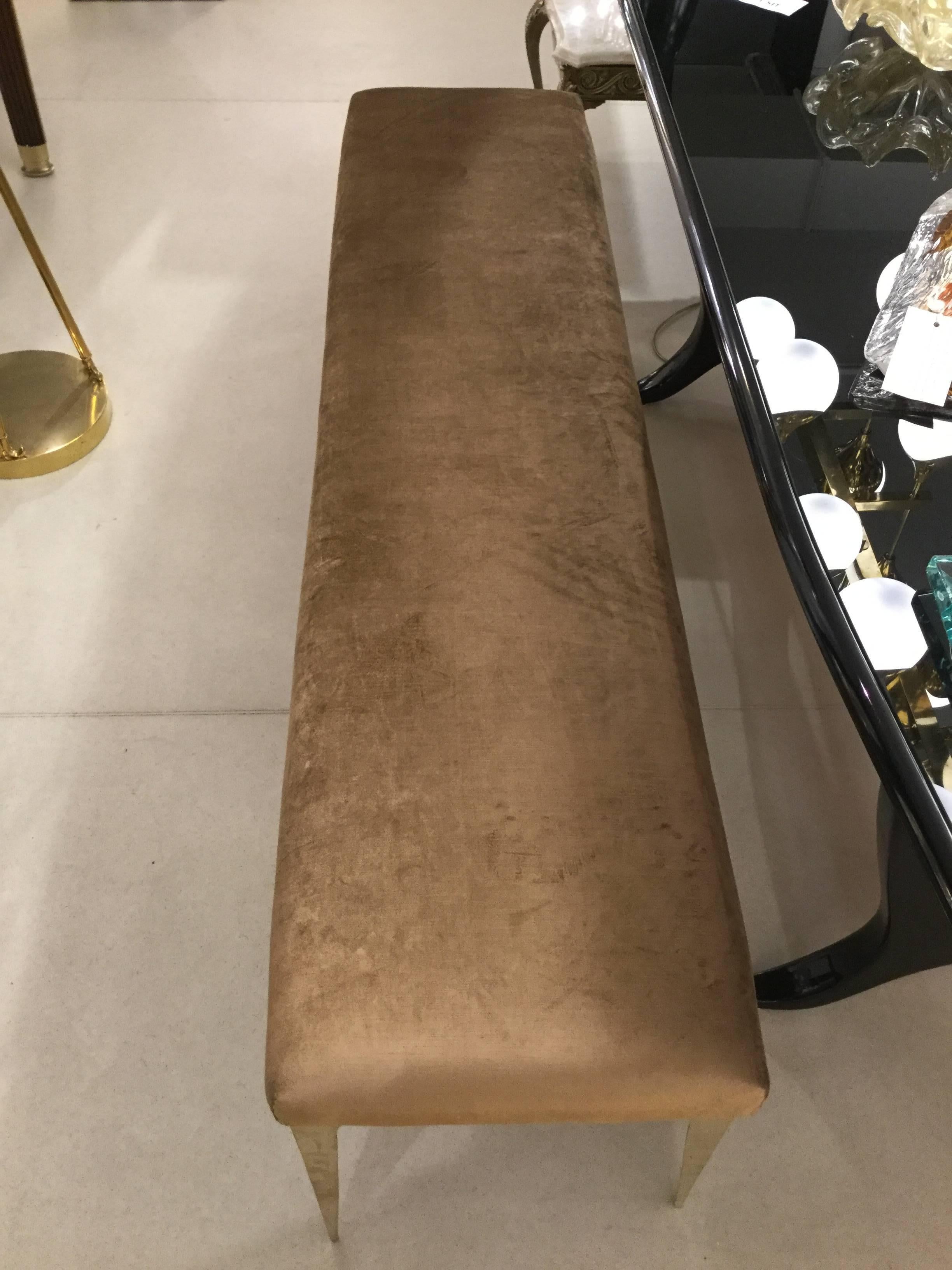  Italian Bench Bronze Legs Velvet Upholstery 3