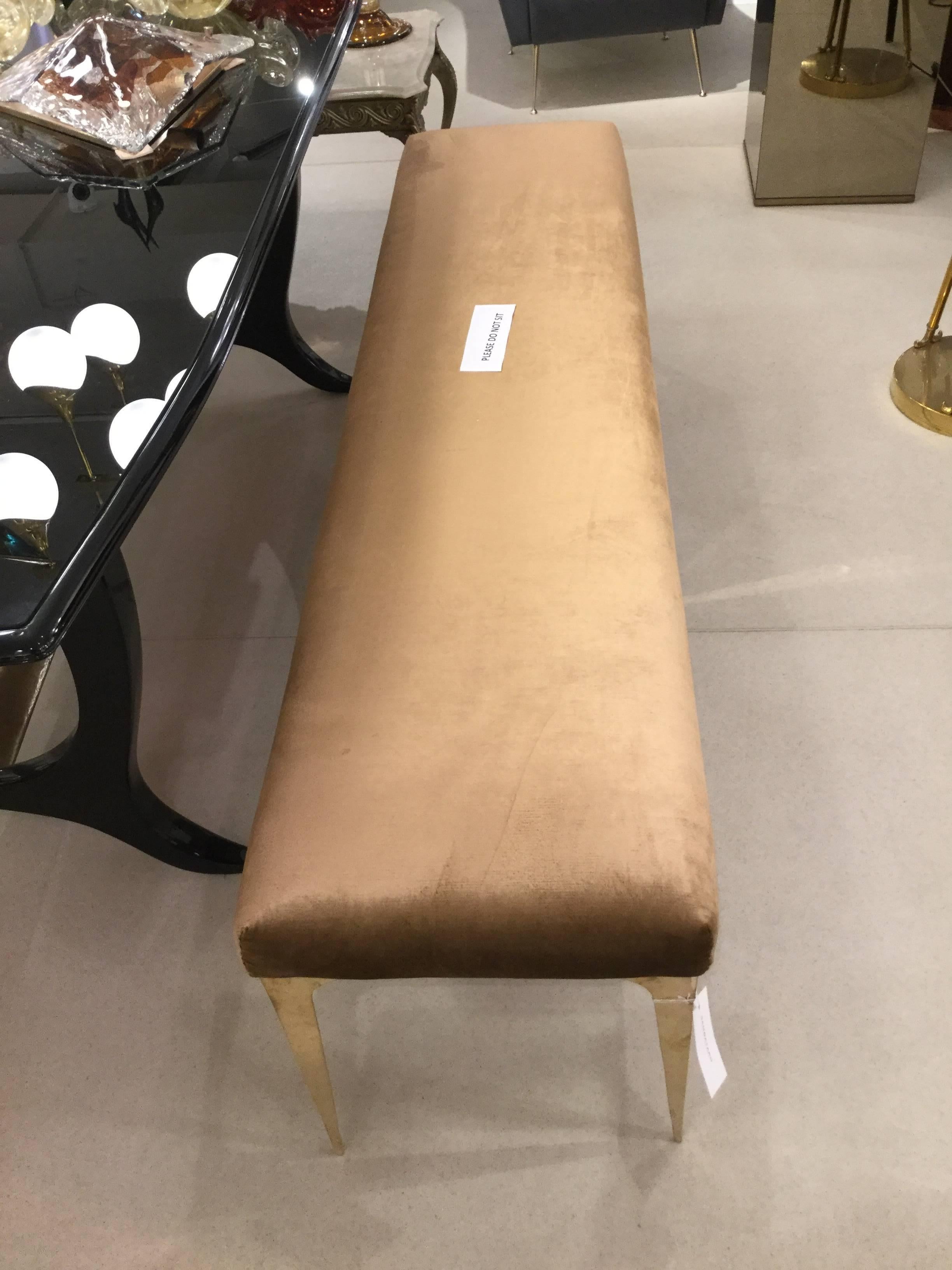  Italian Bench Bronze Legs Velvet Upholstery 4