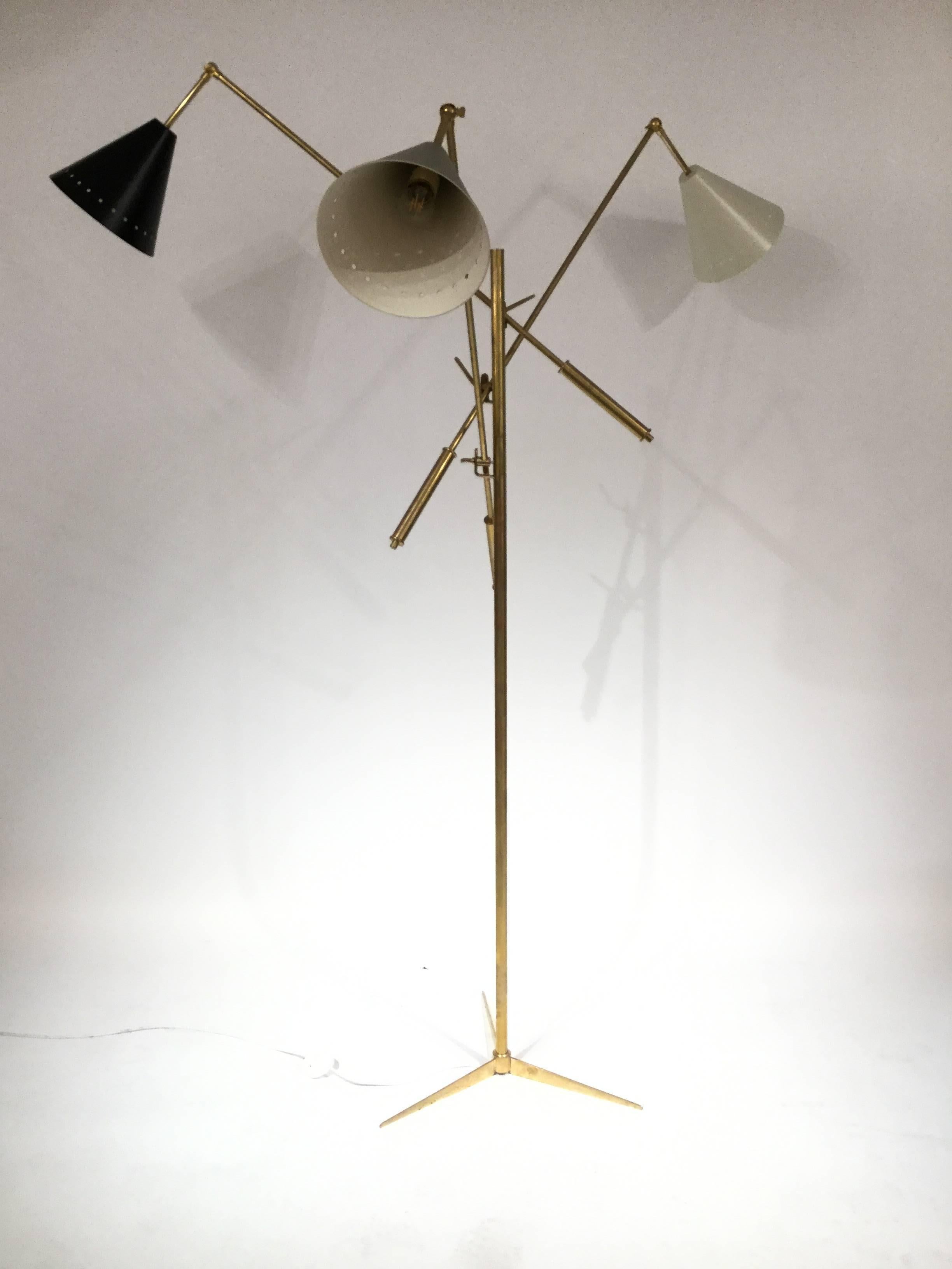 Brass Italian Modernist Floor Lamp