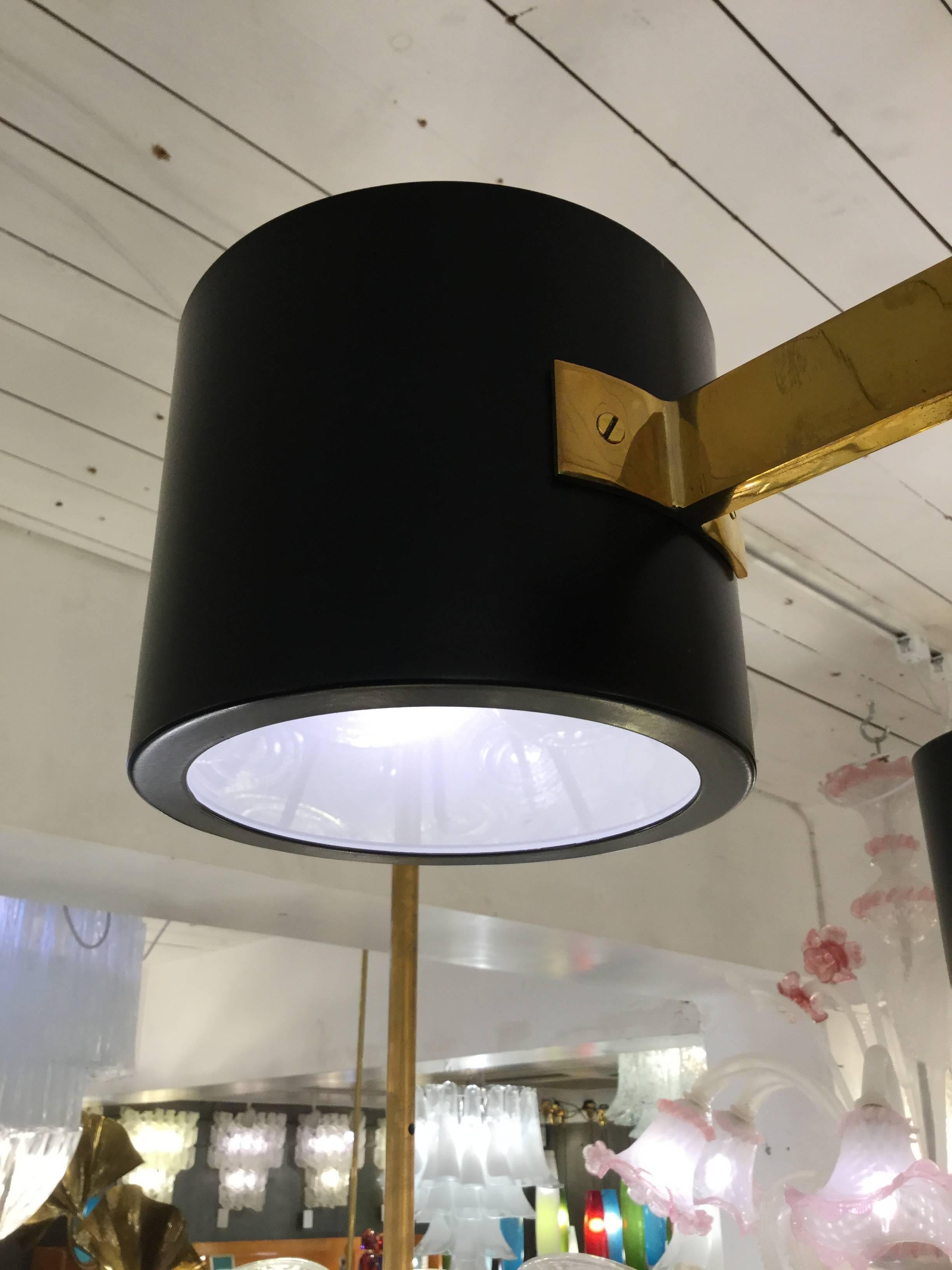 Italian Oversized Modernist Design Light Fixture with Ten Shades in Brass 1