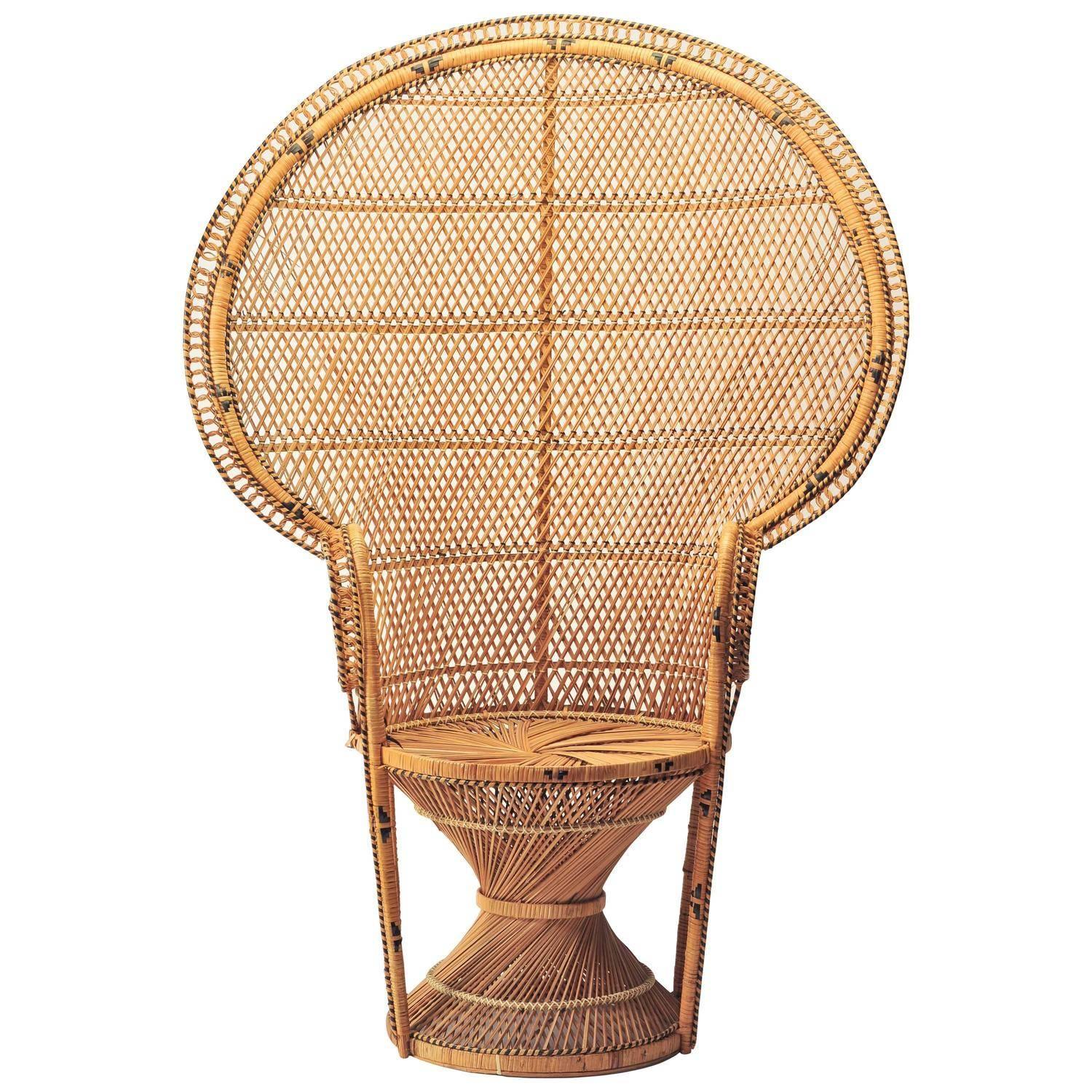 Iconic Emmanuelle Chair Midcentury, Rattan Peacock Chair