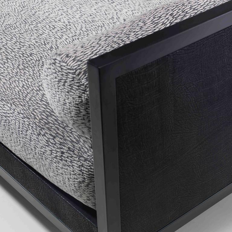 All Day Bed / Chaise Longue in of iron, exotic leather and velvet