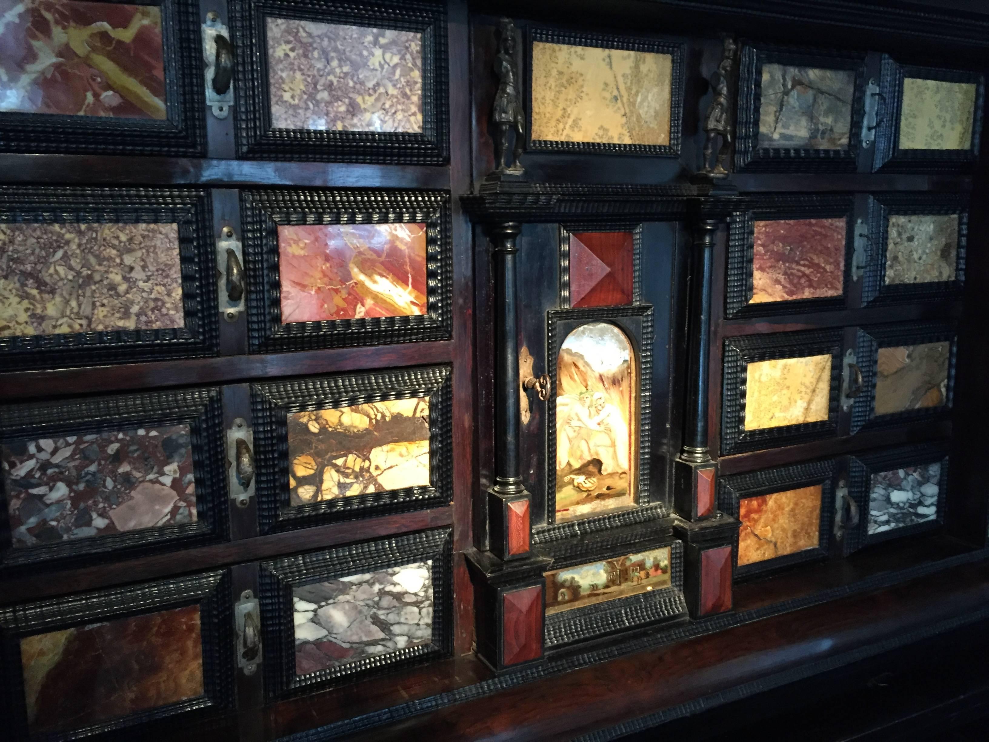 Antique Marble Display Collectors Cabinet, Italian (Barock)