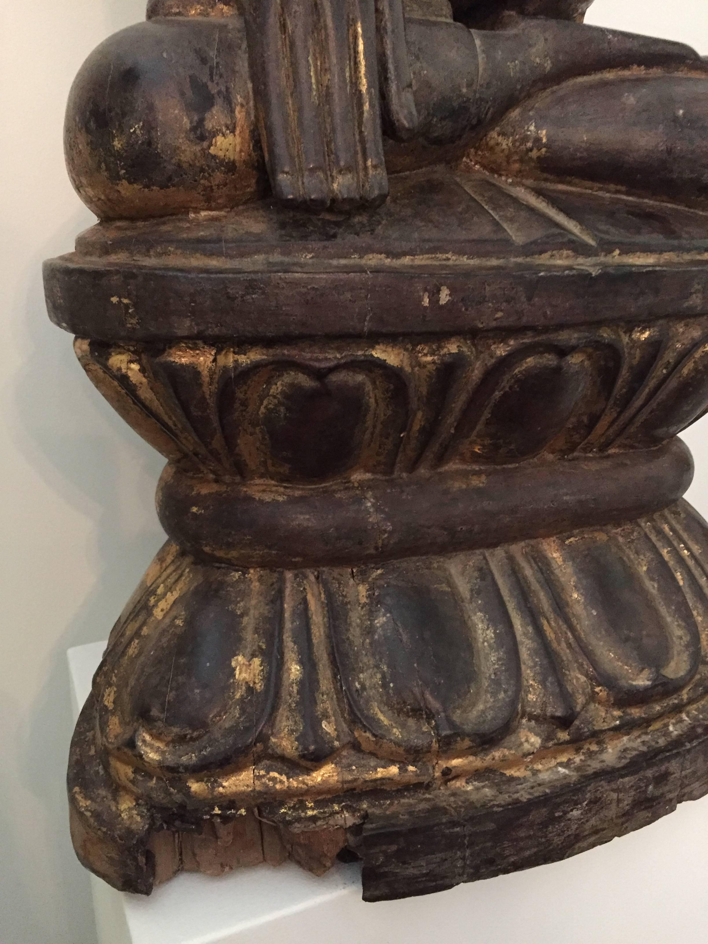 18th Century and Earlier Burmese Wooden Buddha, 18th Century For Sale
