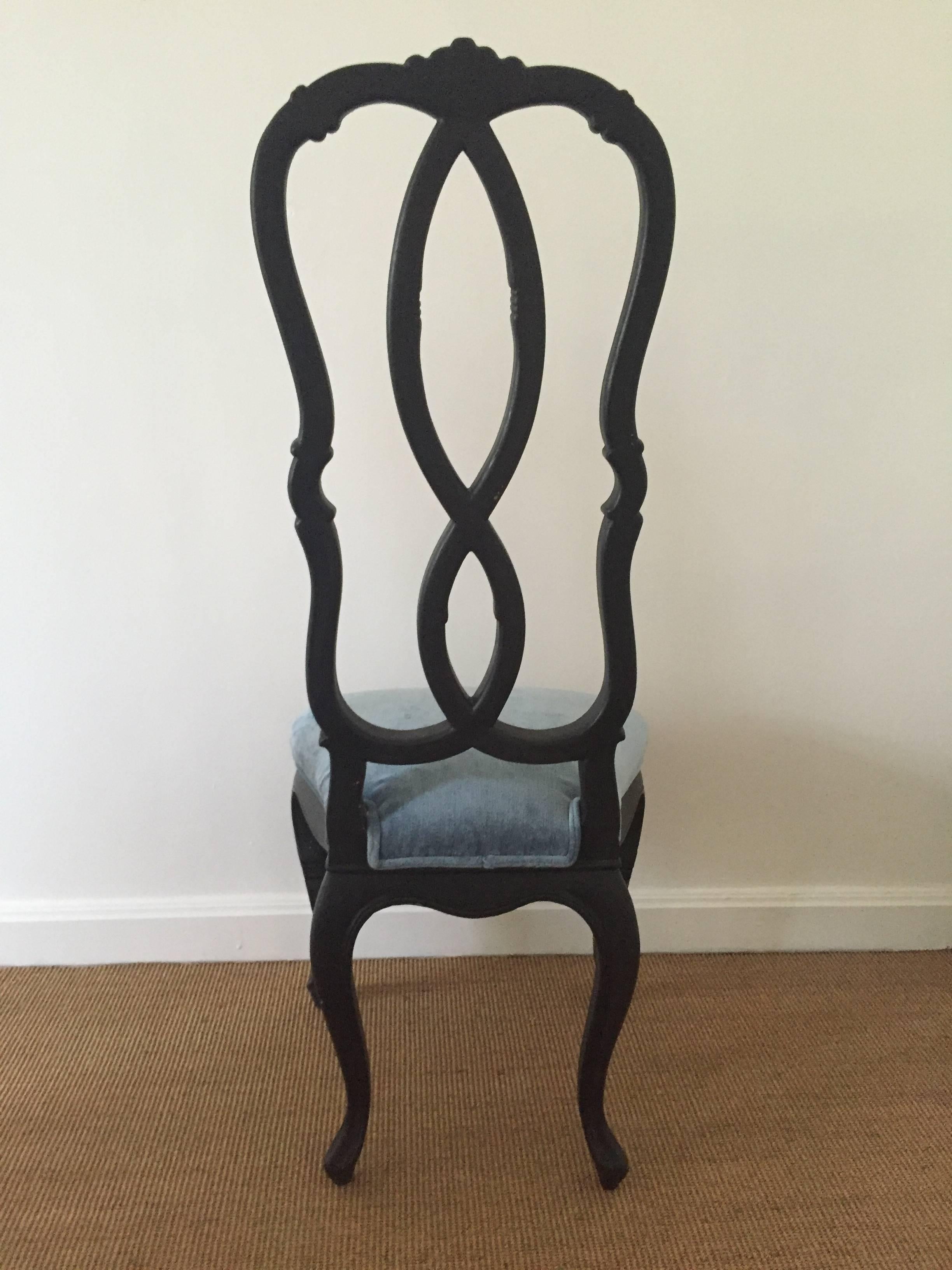 Italian Set of Six Chairs Painted Black, Italy