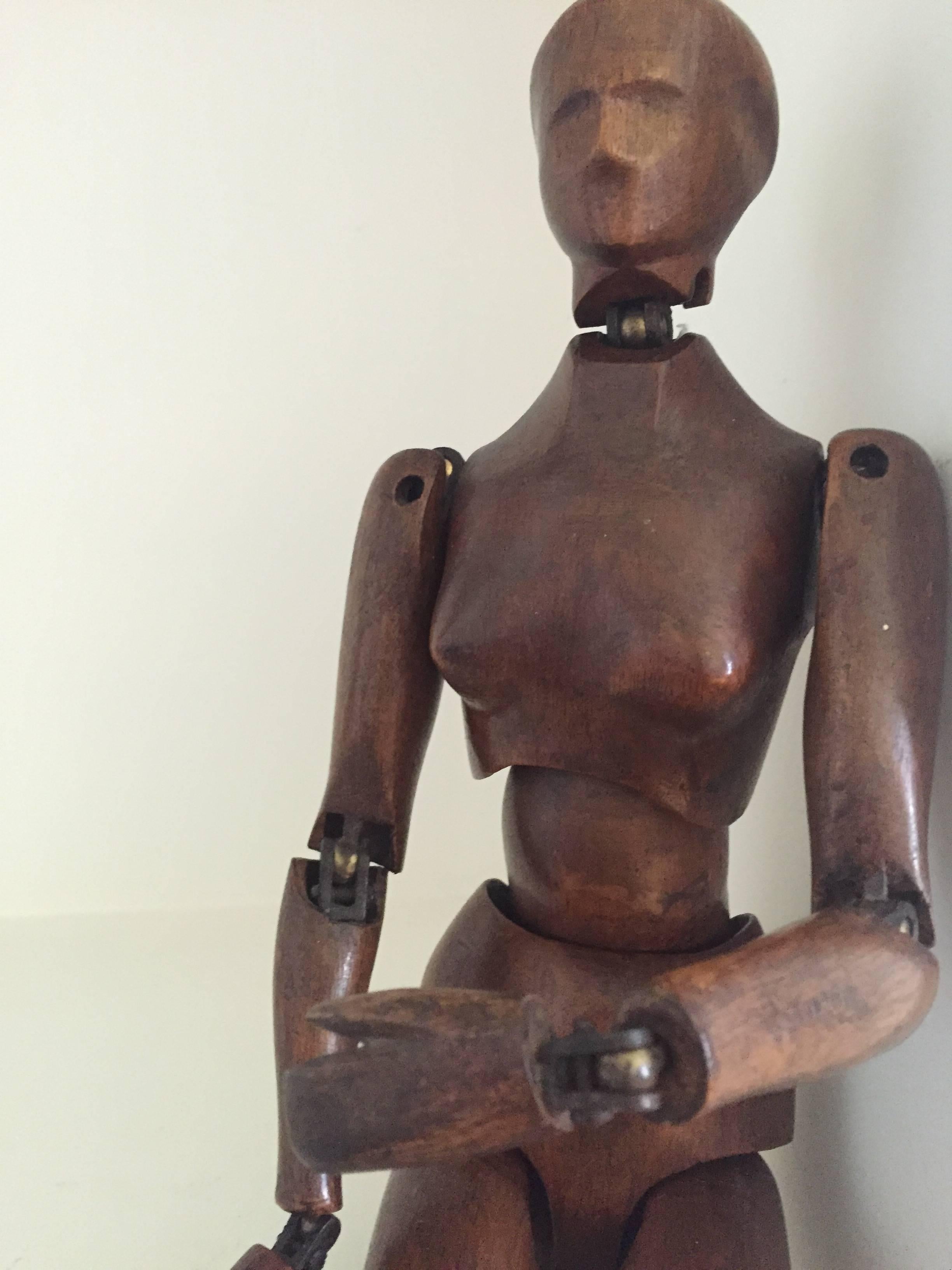 Wood Female Lay Figure or Artists Mannequin, 19th Century