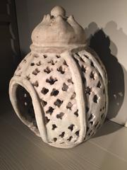 Ceramic Candle-Essence Burner, White, Thailand, 15th Century