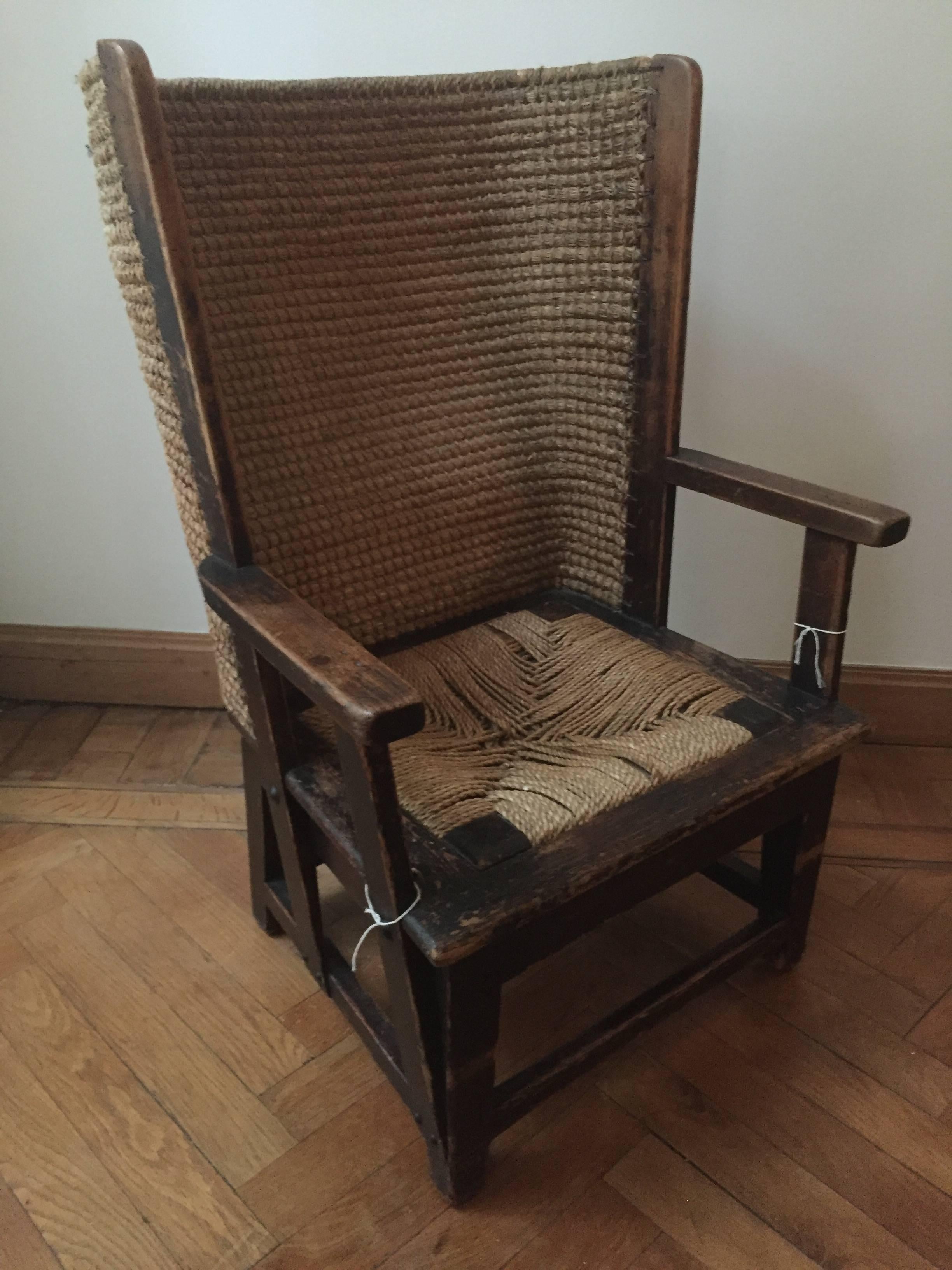 Childs Orkney chair manufactured at D.M Kirkness, 14 Palace Road, Kirkwall.