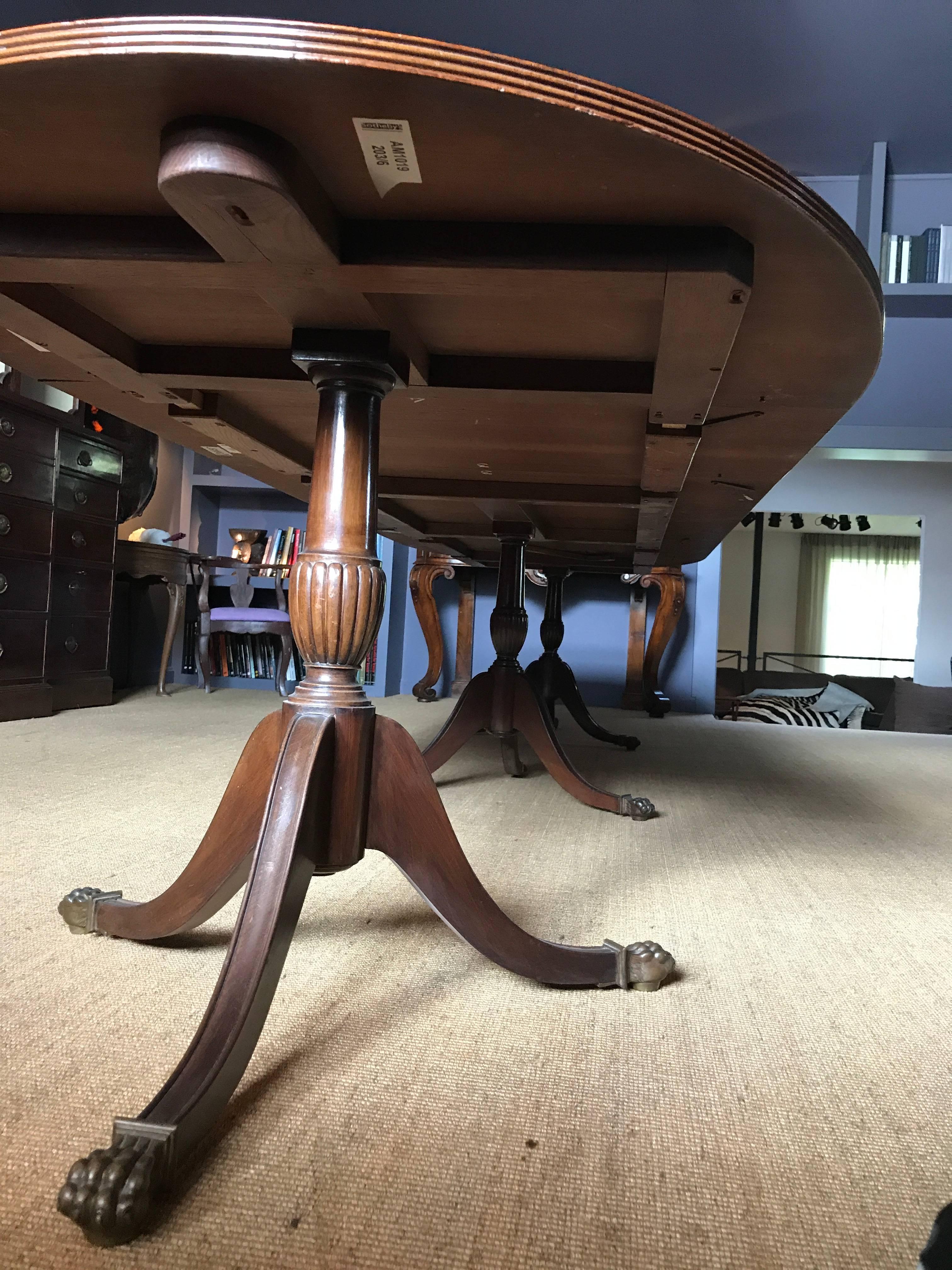 Mahogany Edwardian Triple Pedestal Dining Table
