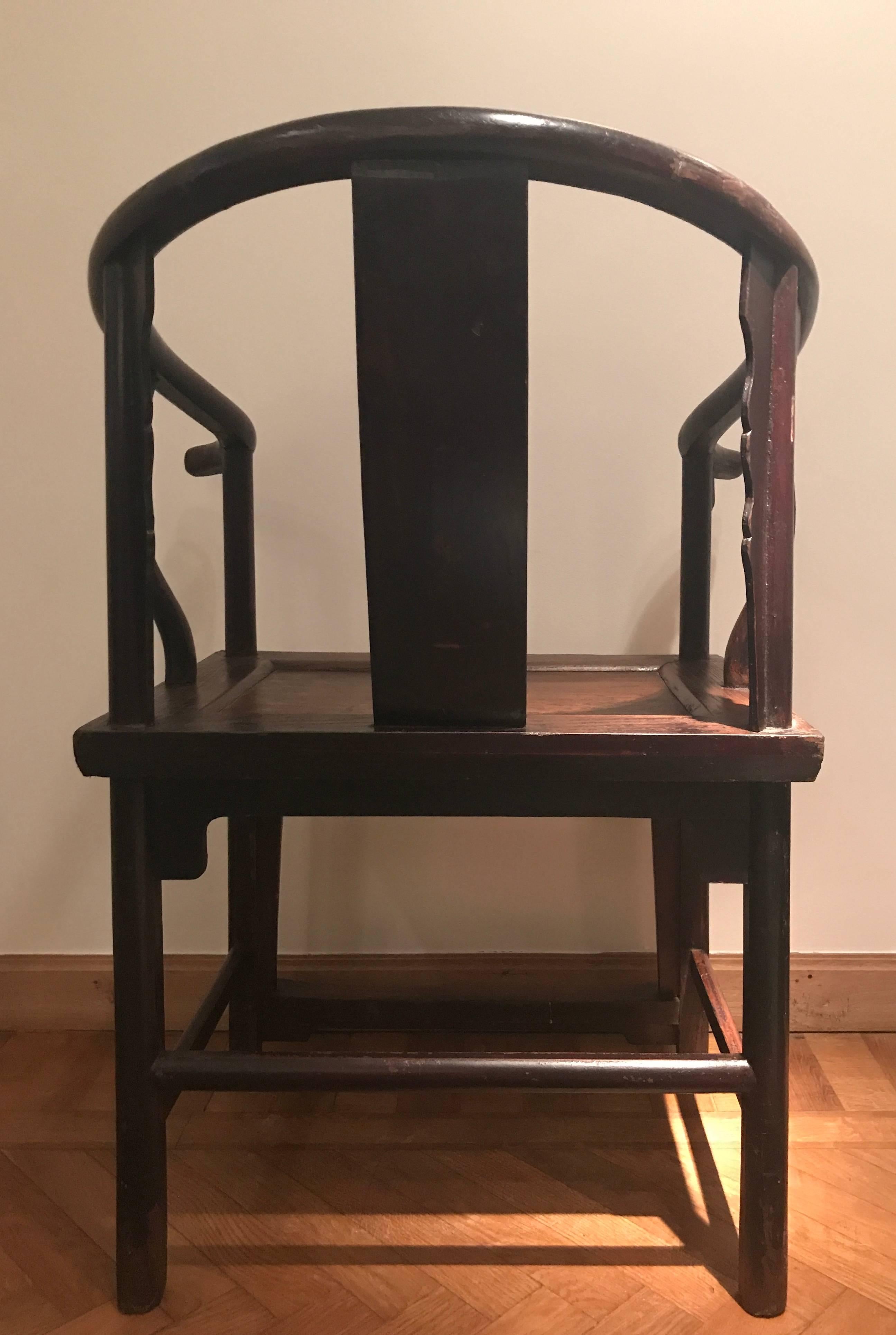 20th Century Pair of Antique Chinese Chairs in Elm Wood For Sale