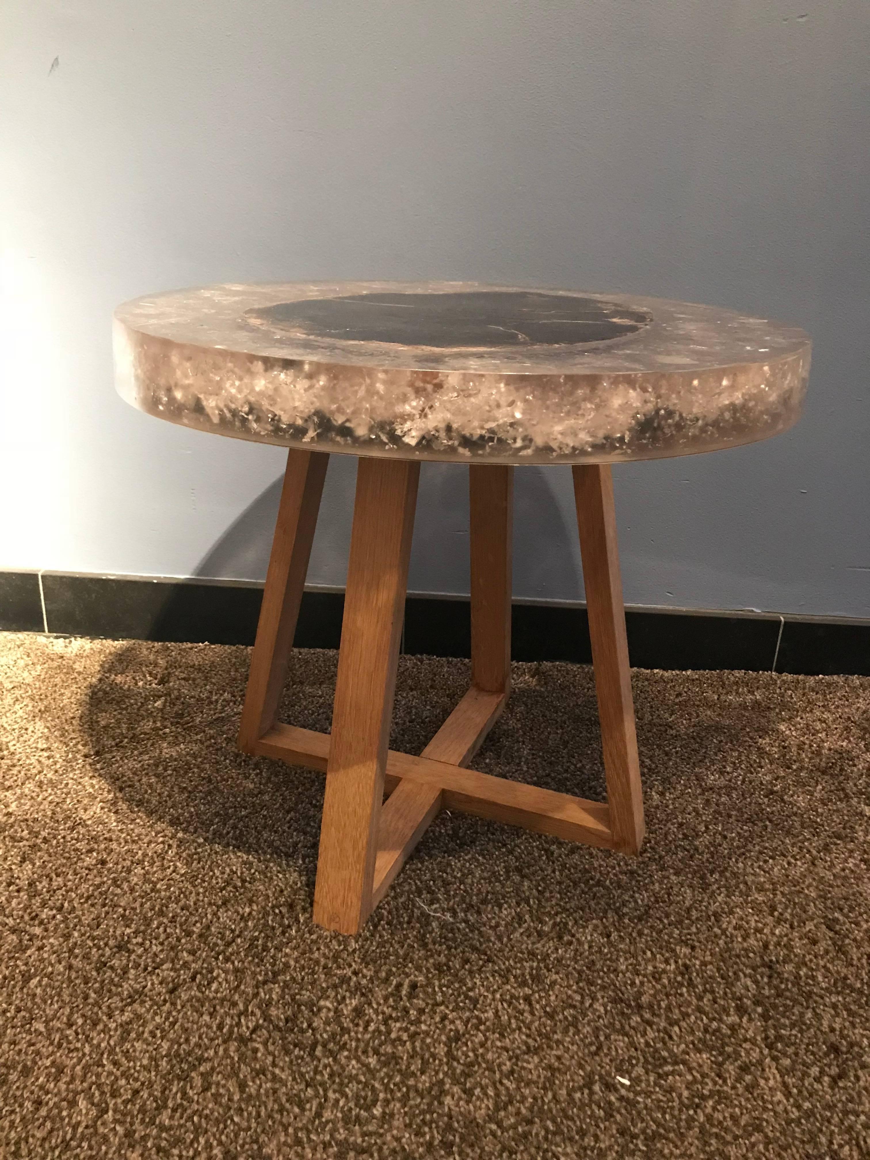 Petrified Wood Pair of Round Tables