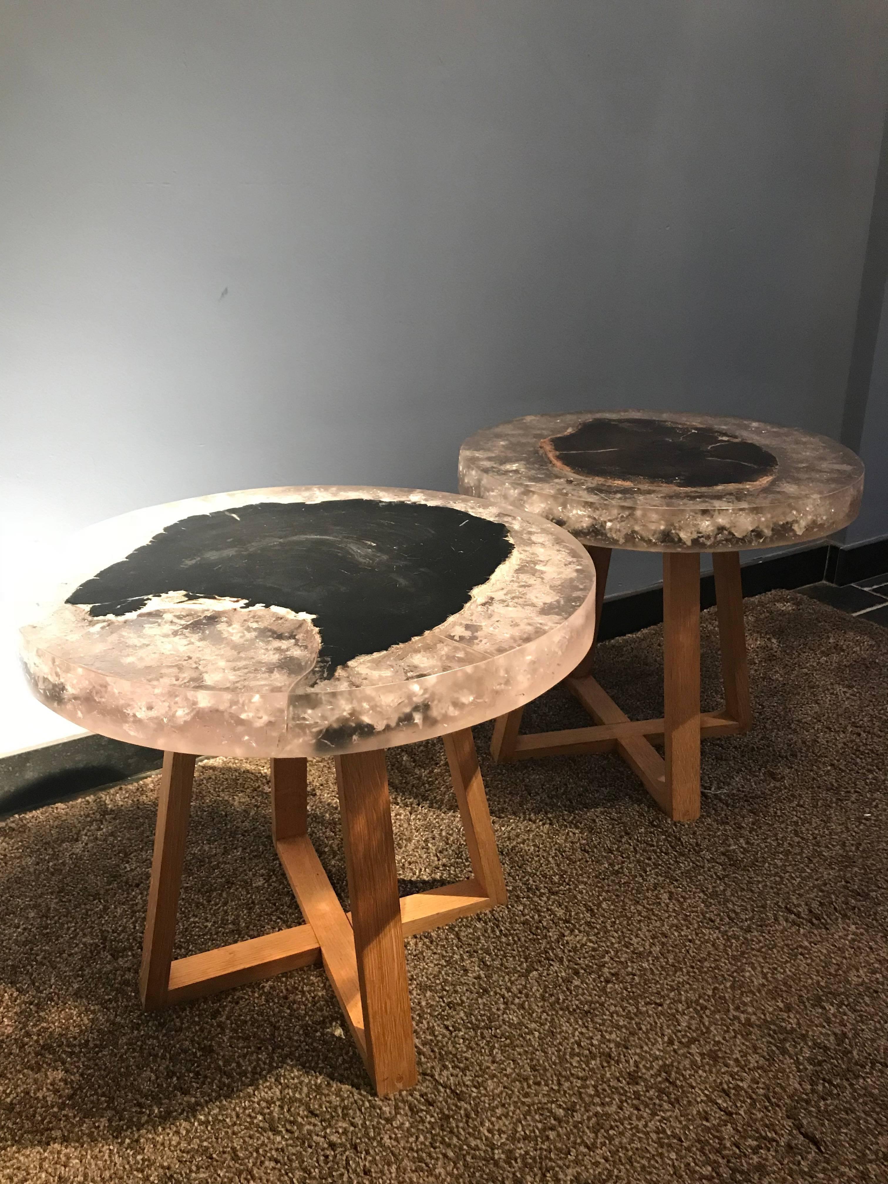 Brushed Pair of Round Tables