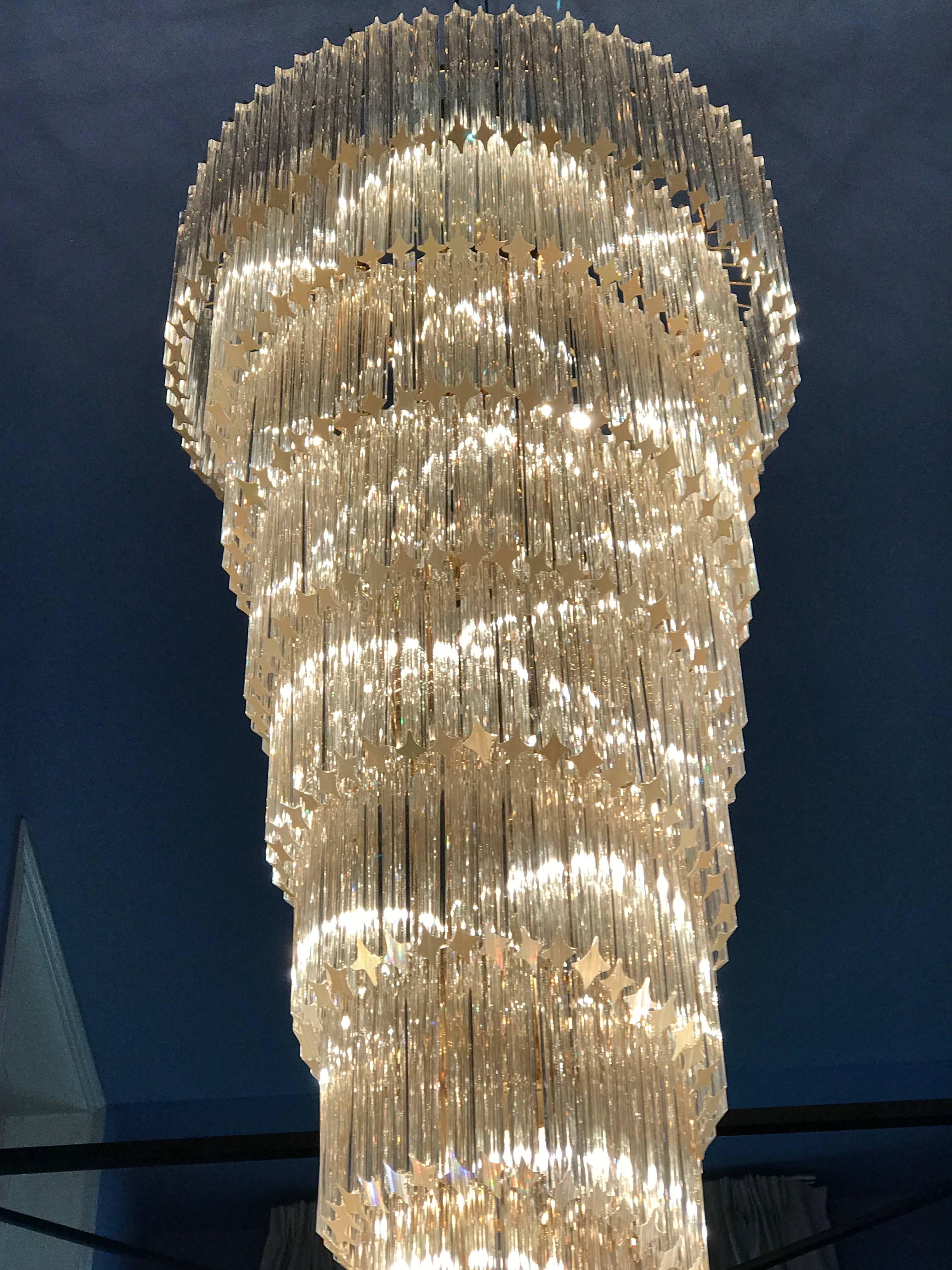 Exceptionally tall Kamer attributed Chandelier 