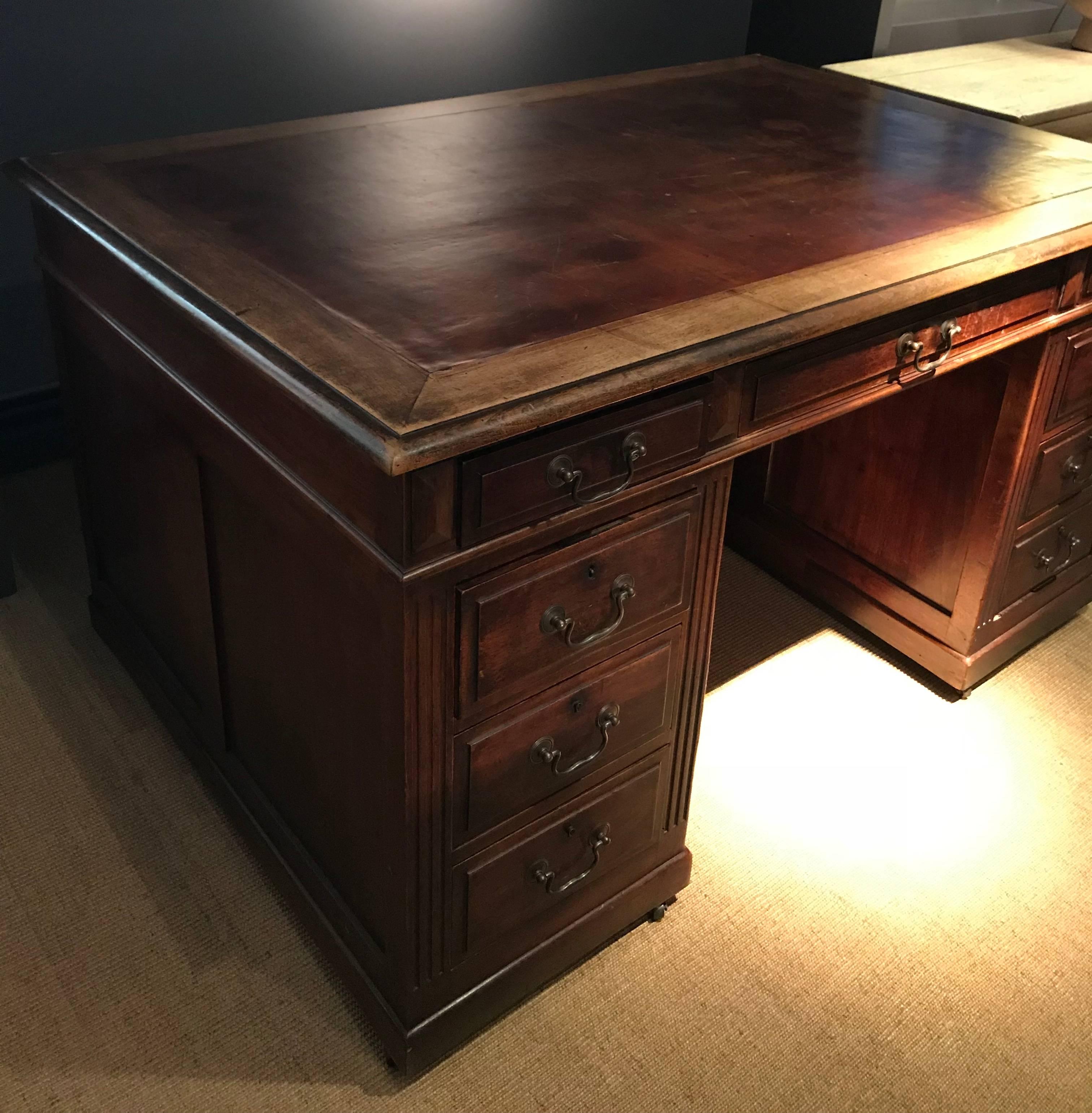 Wood English Mahogany Writing Desk, Bureau For Sale