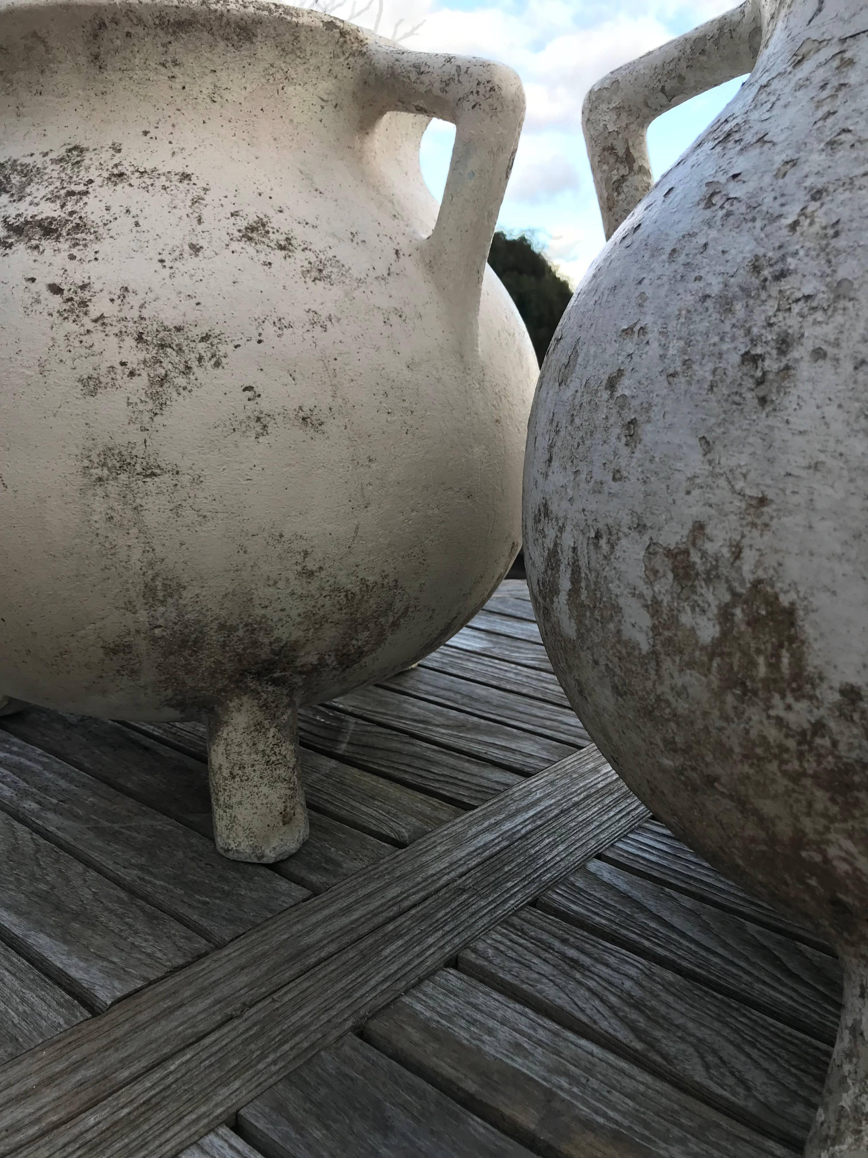 Painted Pair of Concrete Urns, France