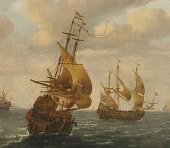 Jacob Van der Kross "View of Mediterranean Port with Ships"