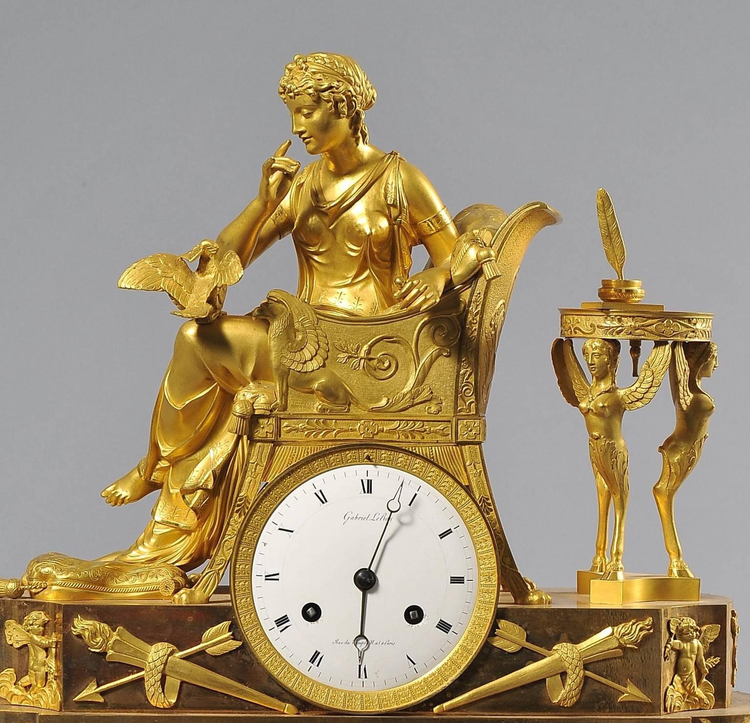 Gilded bronze clock depicting 