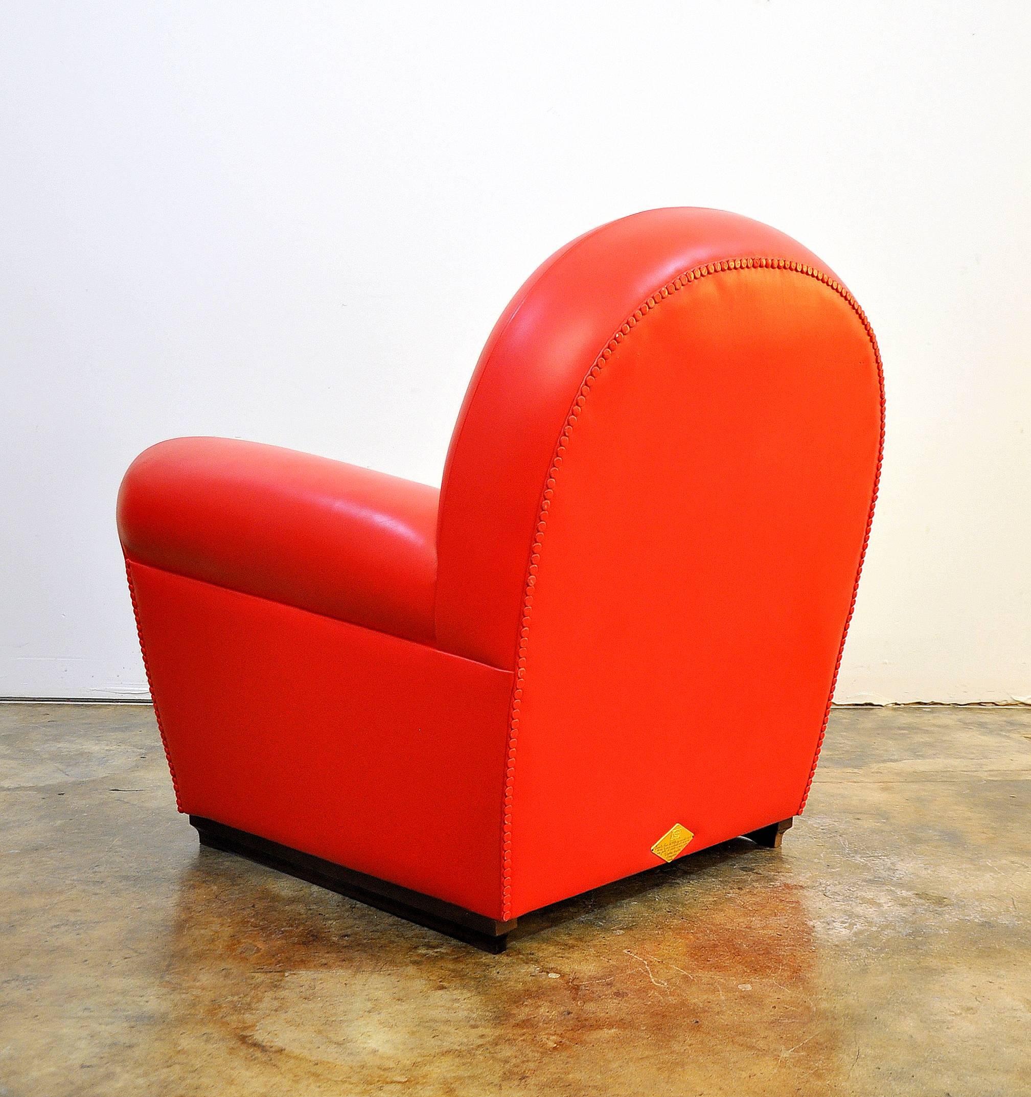 Art Deco Poltrona Frau Vanity Fair Red Leather Club Chair