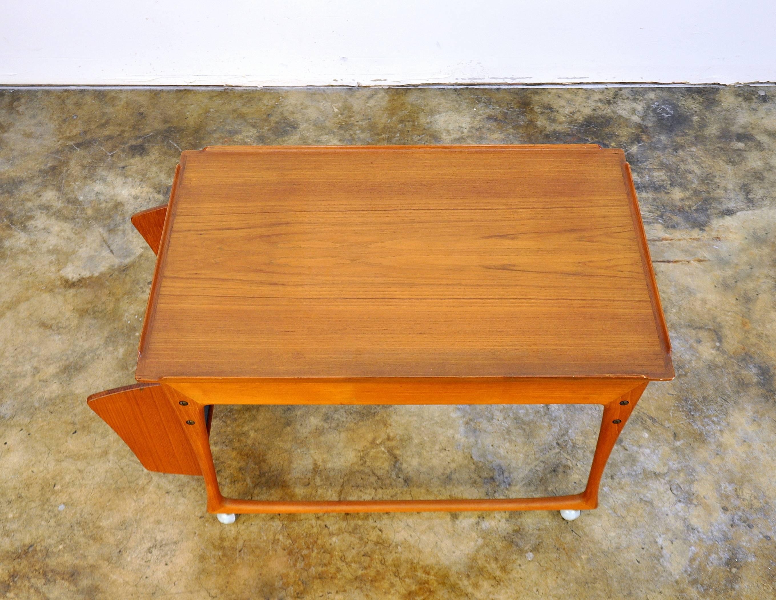 Danish Modern Teak Rolling Bar Cart by J. Ingvard Jensen, Odense Denmark 2