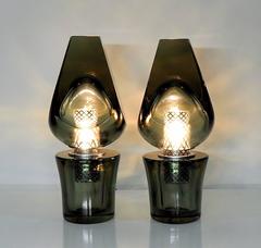 Pair of Seguso Murano Glass Italian Table Lamps, Model 14092