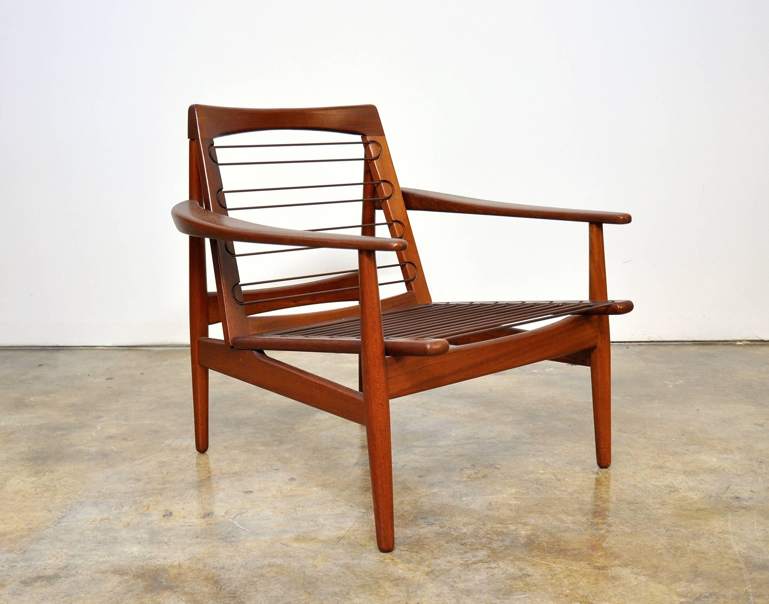 Grete Jalk for Glostrup Mobelfabrik Teak Lounge Chair In Excellent Condition In Miami, FL