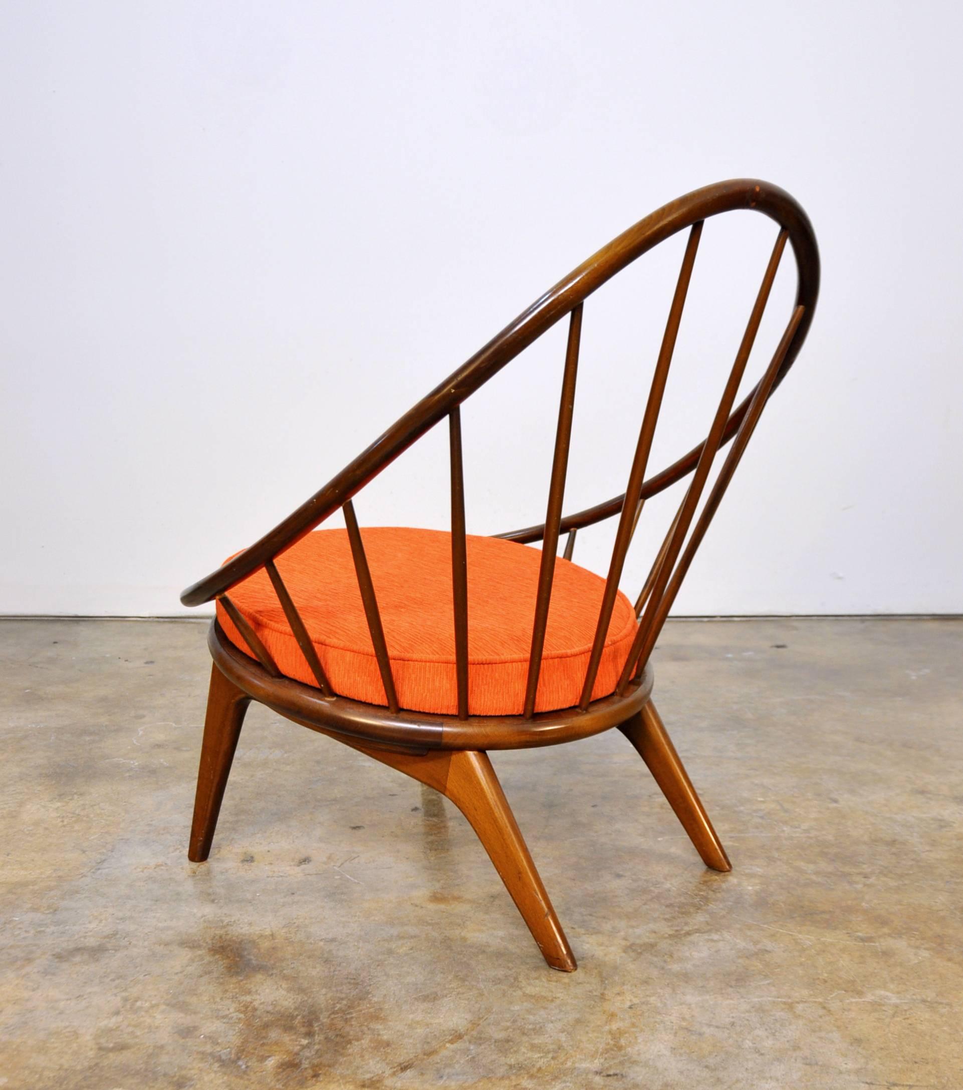 Mid-Century Modern Early Ib Kofod-Larsen Spindle Back Peacock Lounge Chair