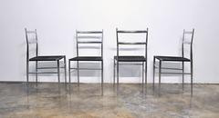 Set of Four Gio Ponti Superleggera Chrome Dining Chairs