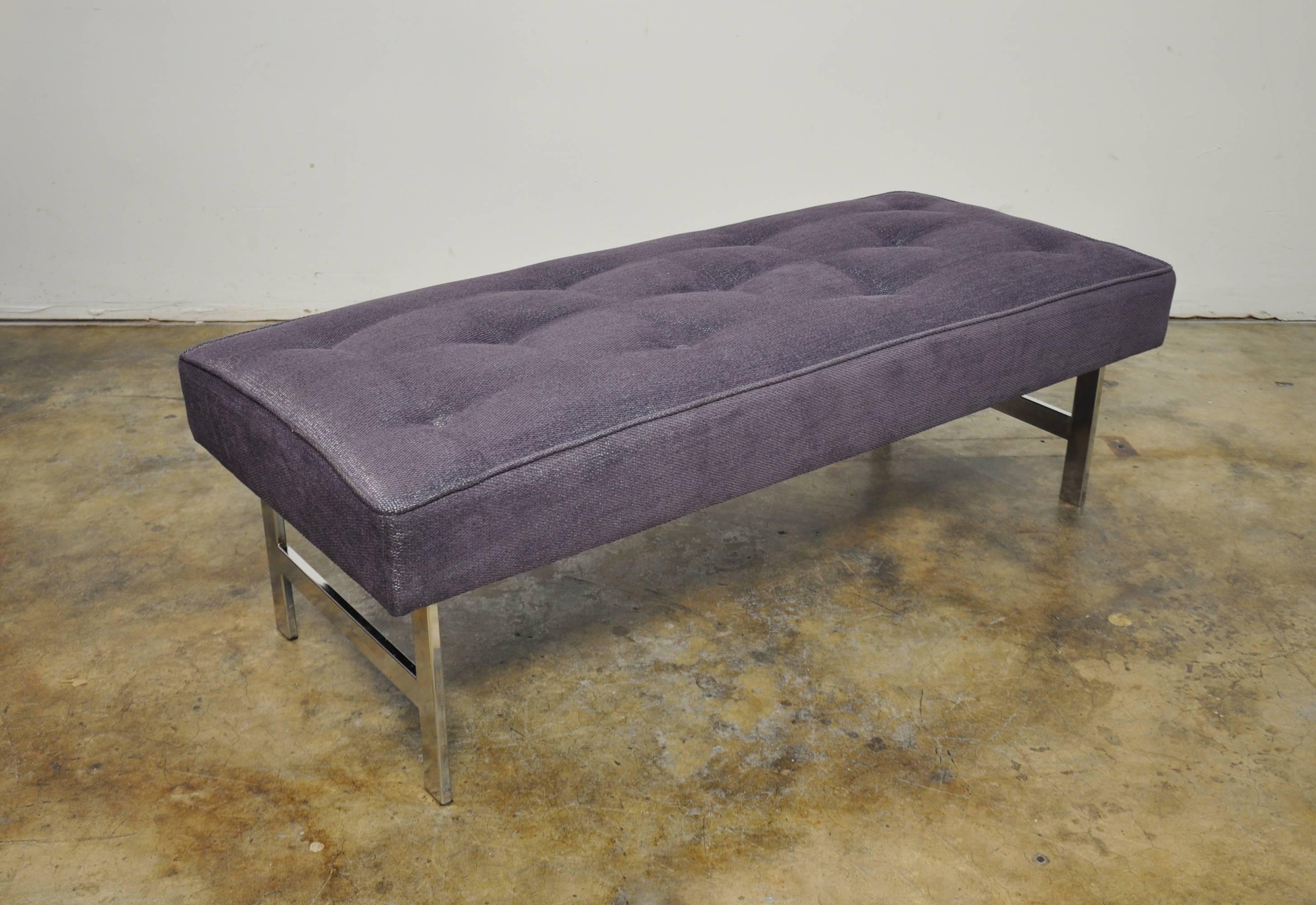Late 20th Century Mid-Century Modern Milo Baughman Style Chrome Upholstered Bench