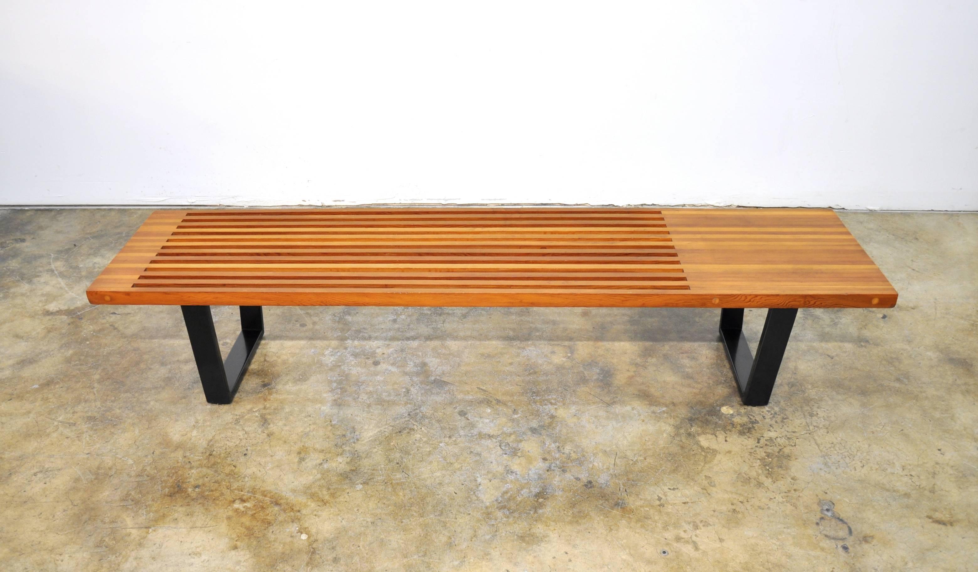 Mid-Century Modern George Nelson Style Slat Bench In Good Condition In Miami, FL