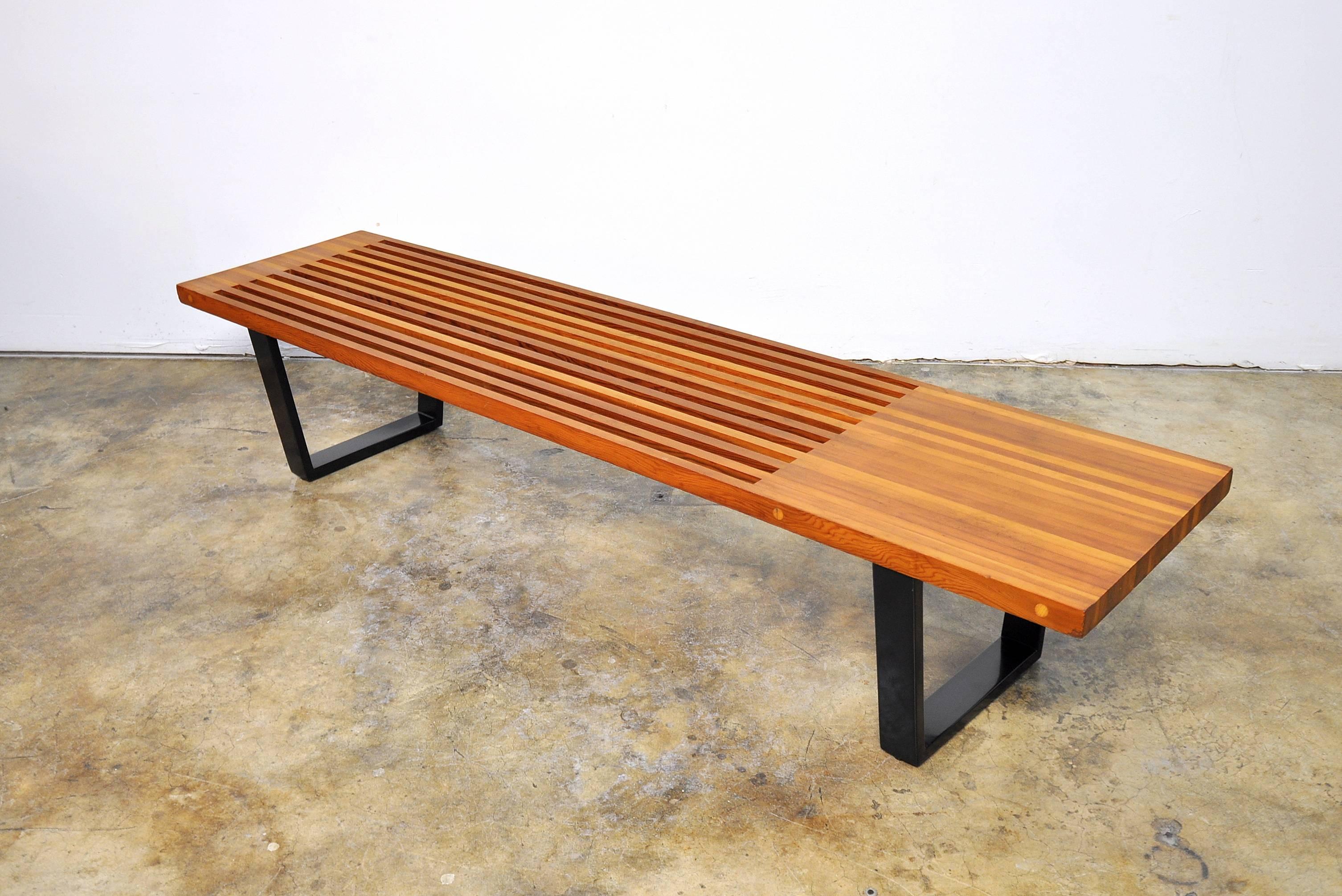 American Mid-Century Modern George Nelson Style Slat Bench