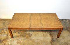 Mastercraft Amboyna Burl, Rosewood and Brass Extension Dining Table