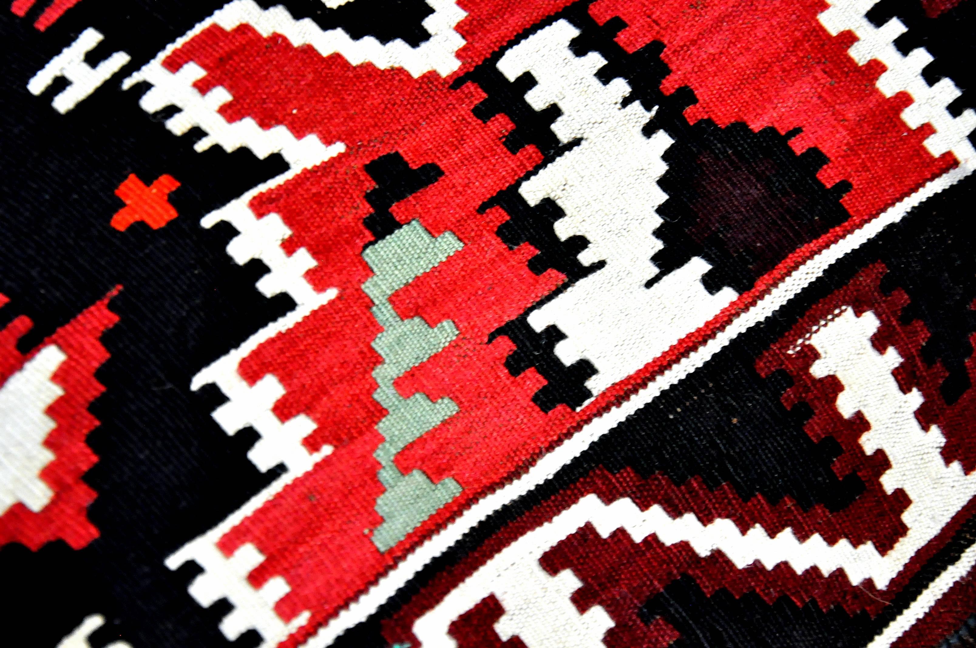 Hand-Woven Antique Caucasian Kuba Kilim Rug