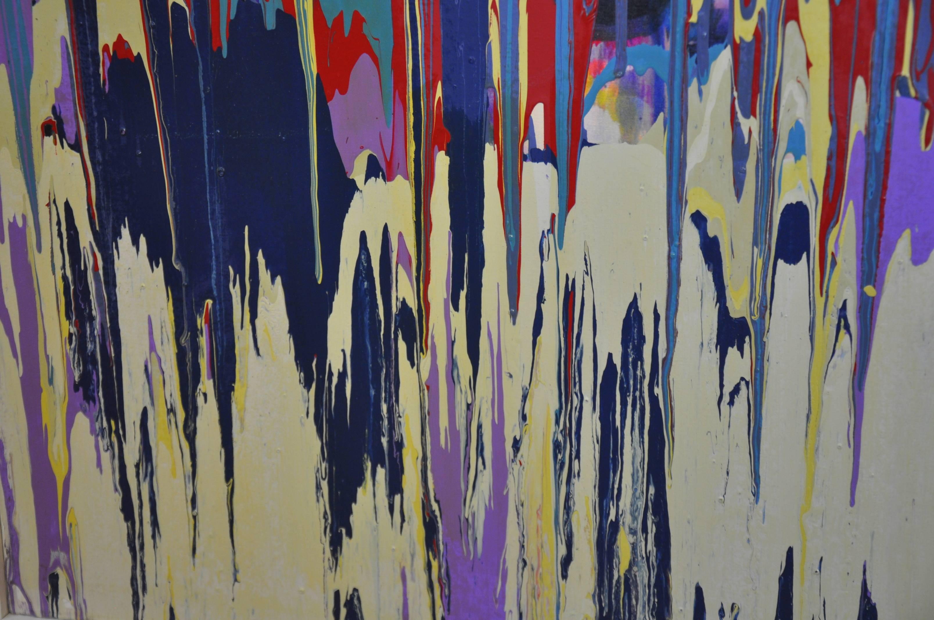 Abstract Drip Painting on Canvas by John Frates, Blue Song, 2015 2