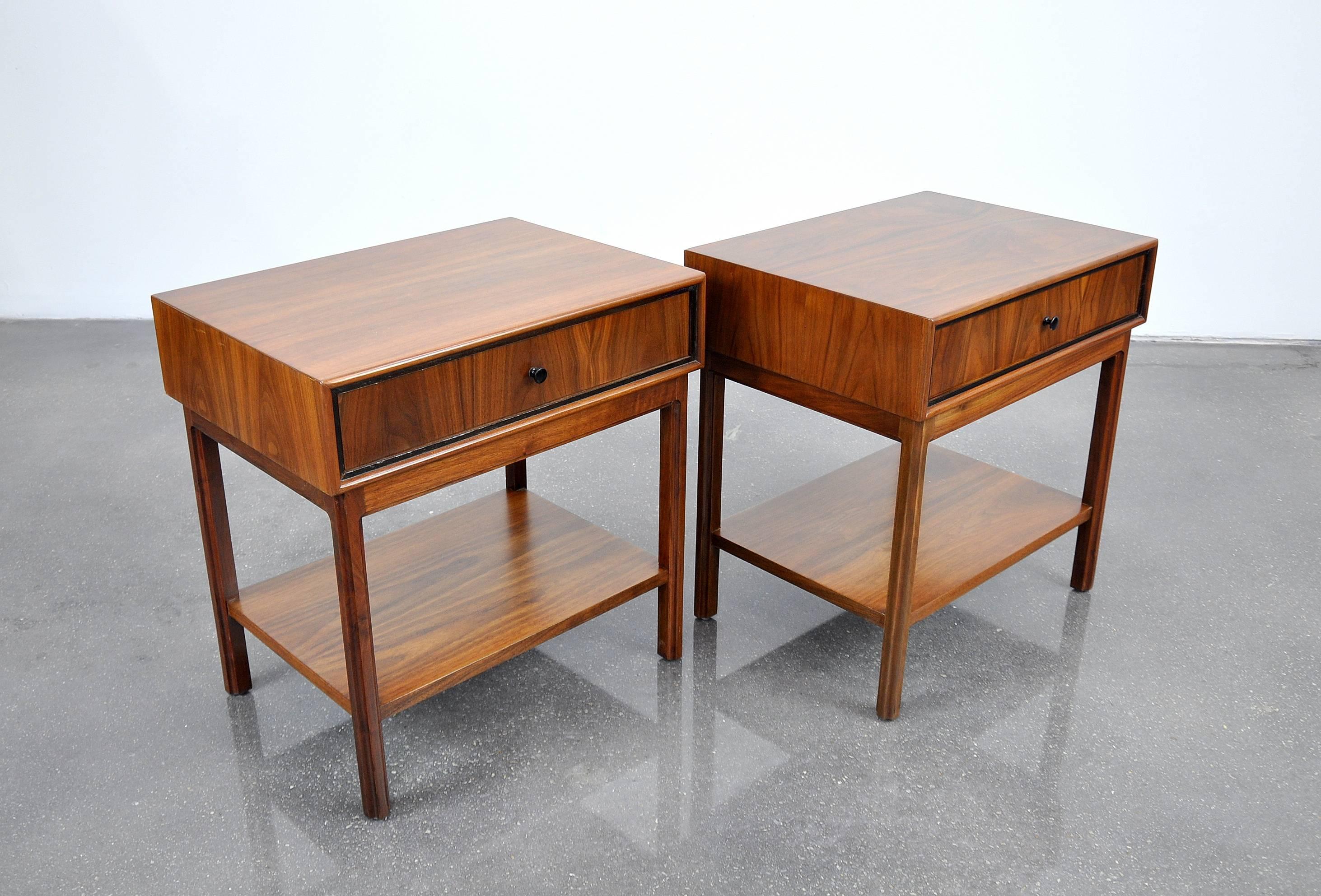 American Pair of Milo Baughman for Arch Gordon Walnut Nightstands or Side Tables