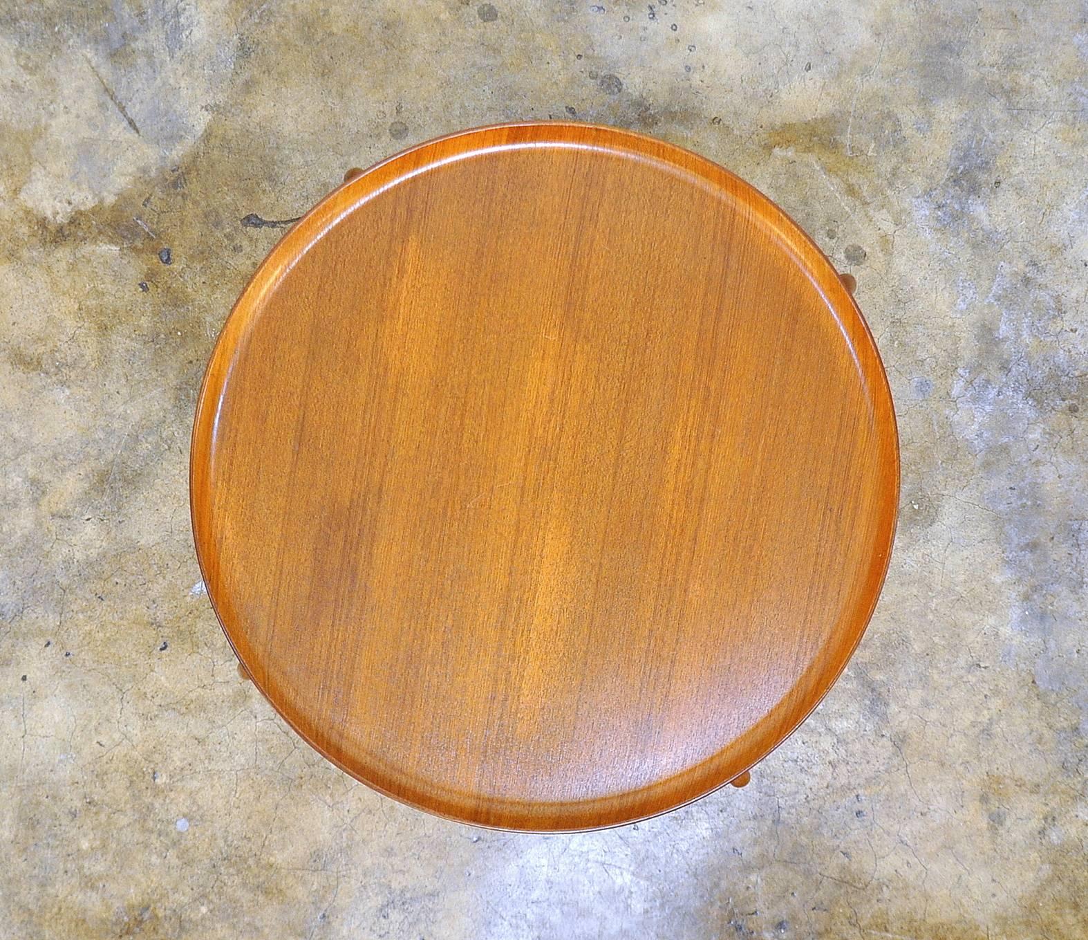 Danish Willumsen and Engholm for Fritz Hansen Style Teak Tray Side Table