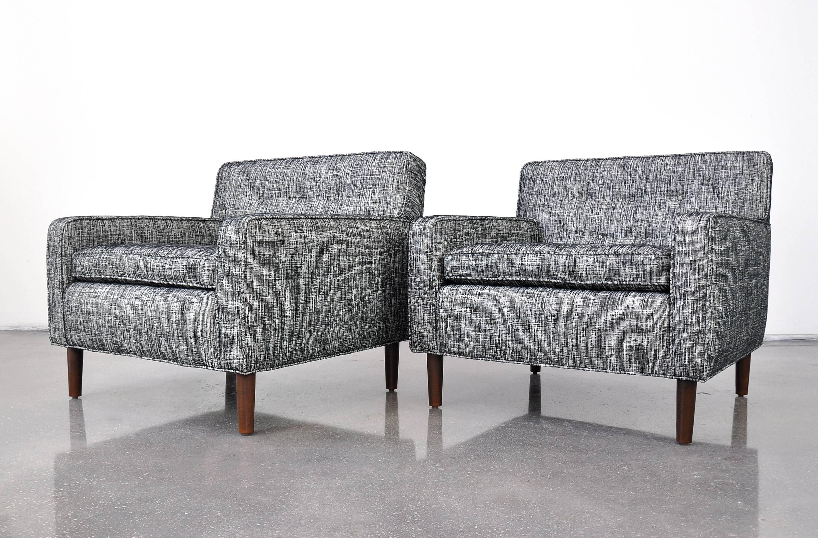 Mid-Century Modern Pair of Edward Wormley for Dunbar Tufted Lounge Chairs